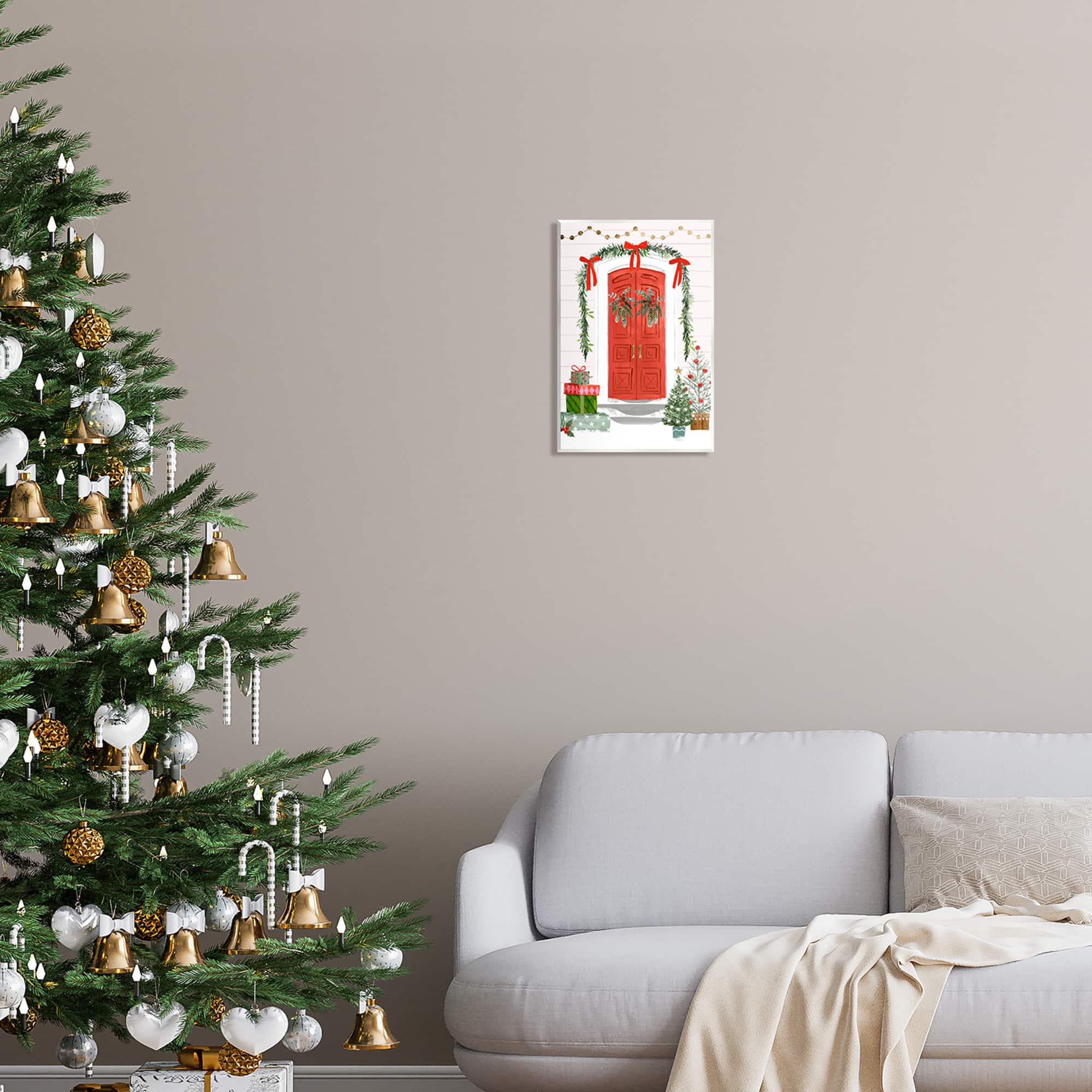 Stupell Industries Red Jolly Christmas Doorway Wall Plaque Art