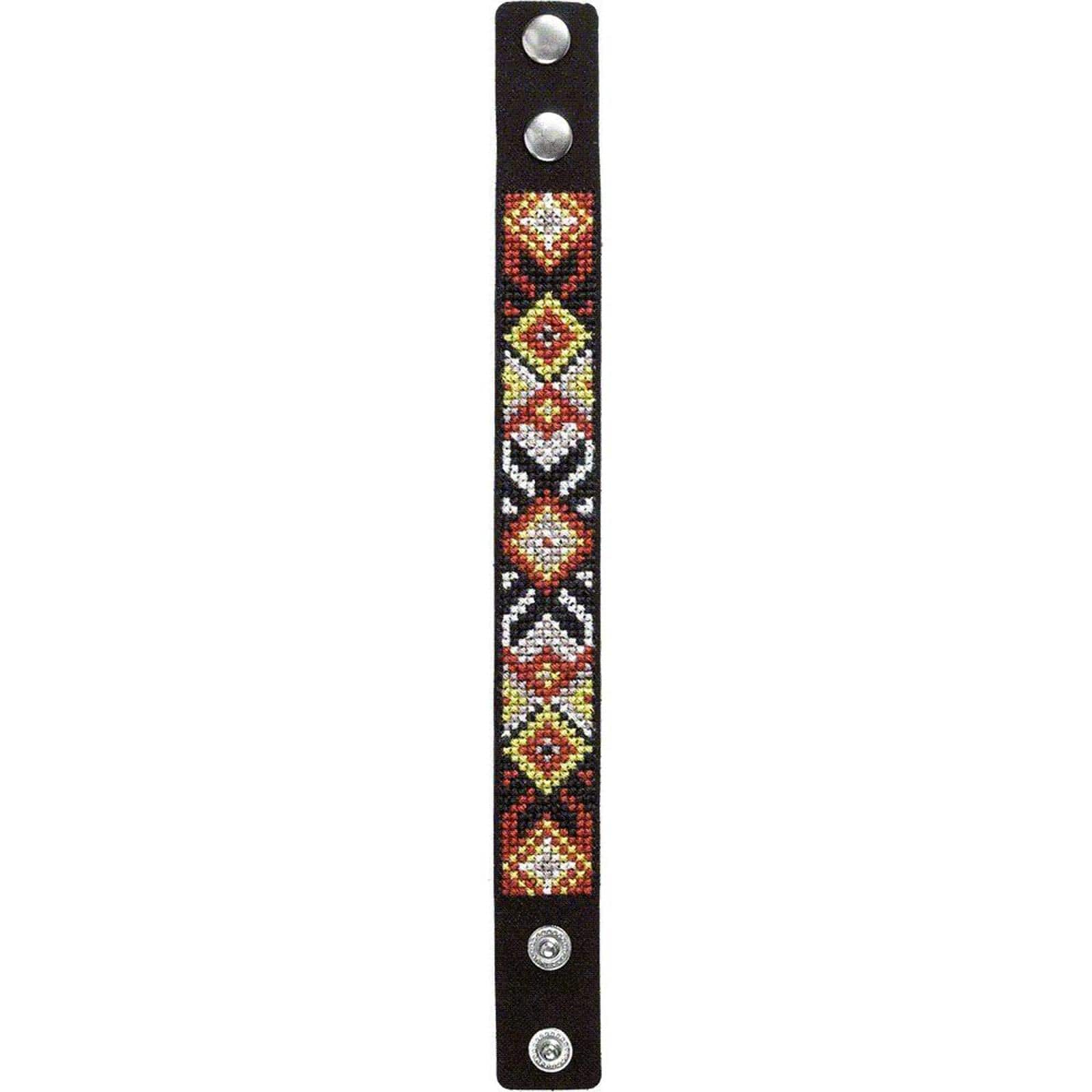 Wonderland Crafts Orange Artificial Leather Cross Stitch Bracelet Kit