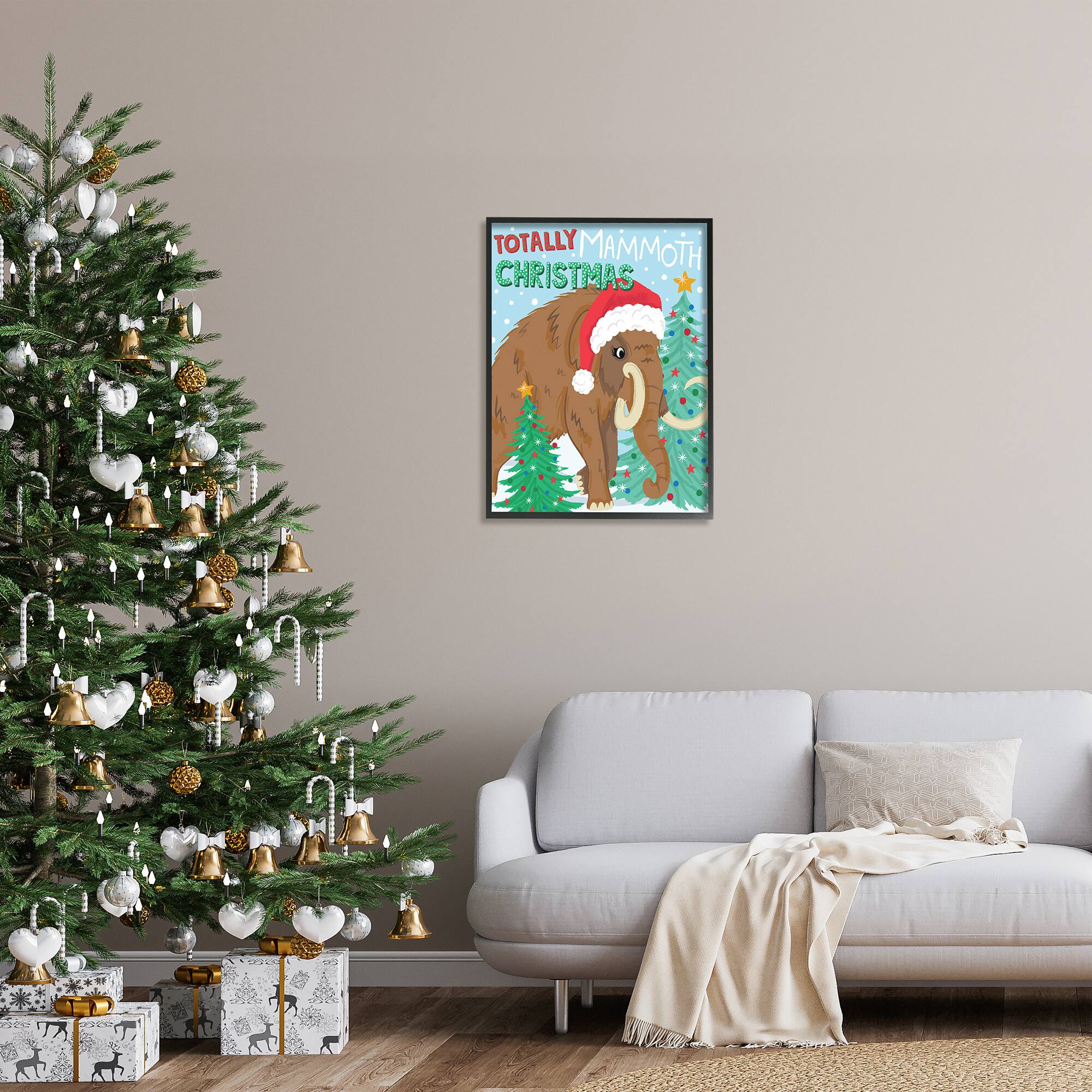 Stupell Industries Totally Mammoth Christmas Scene Framed Giclee Art