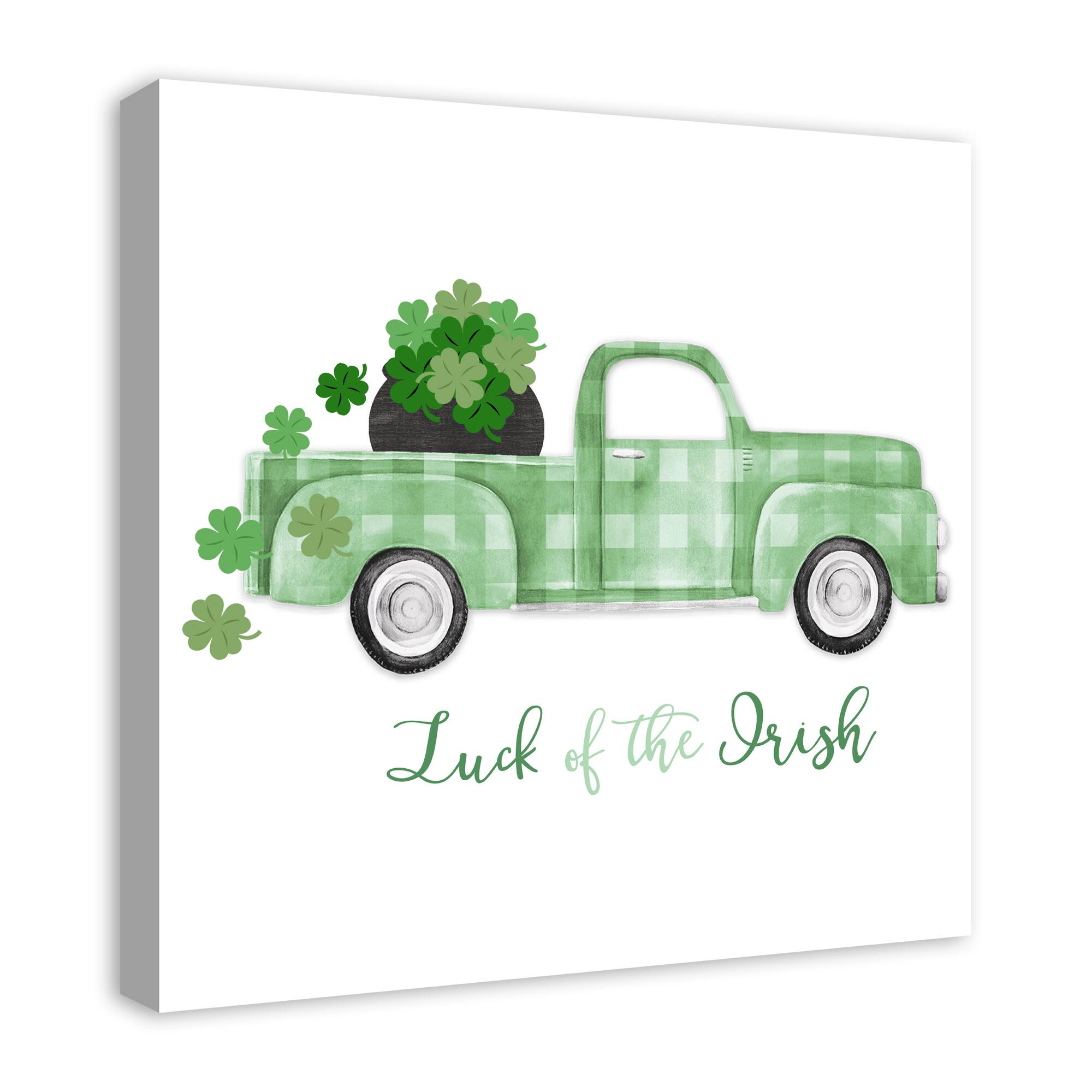 Plaid Green Truck Luck 2 Canvas 24" x 24" Canvas Wall Art
