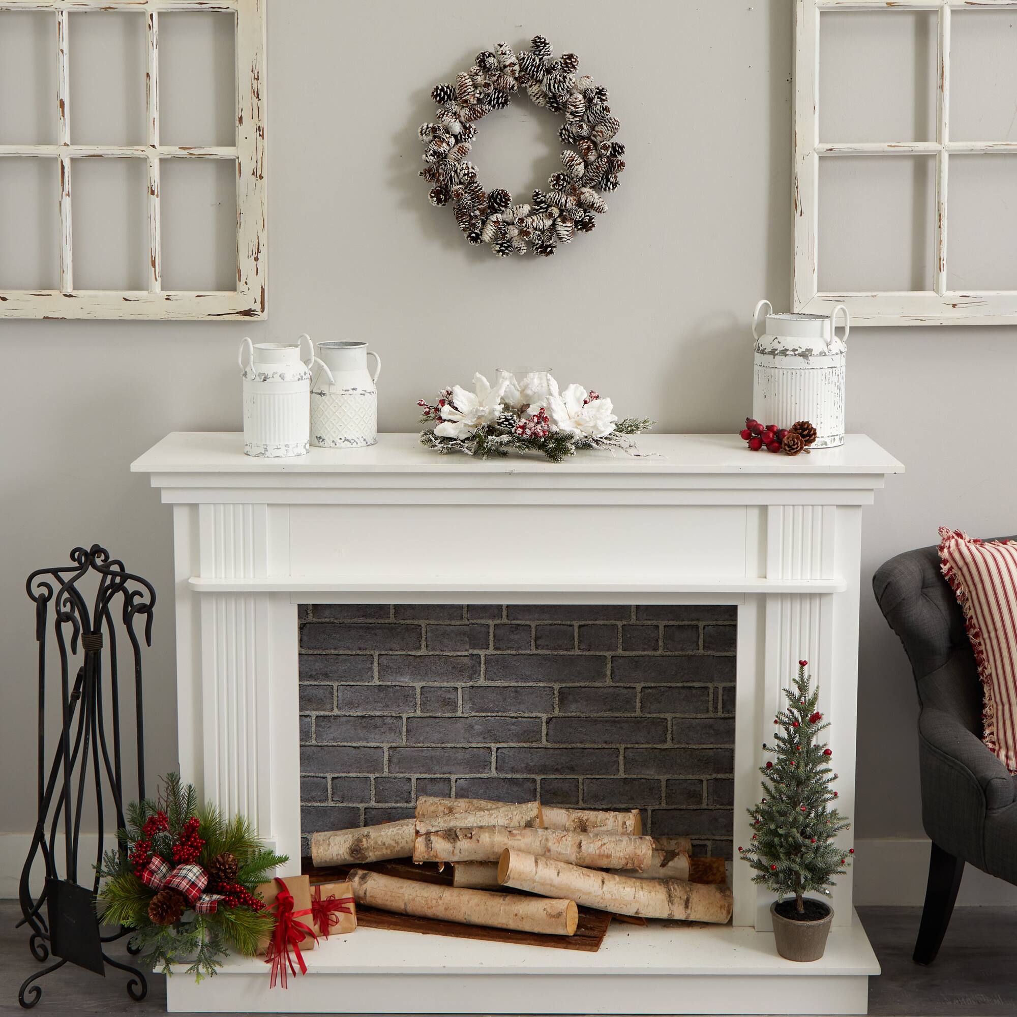 17" Snowy Pinecone Wreath