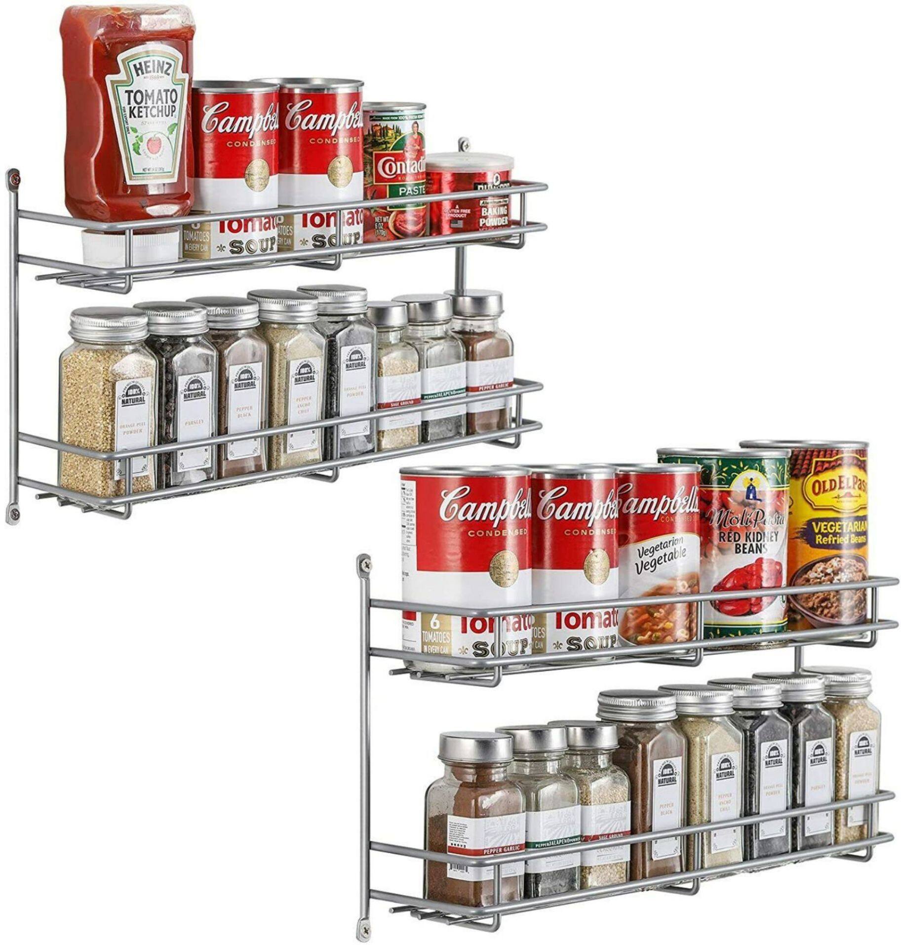 NEX™ 2-Tier Wall-Mounted Seasonings Jar Storage Rack, 2ct.