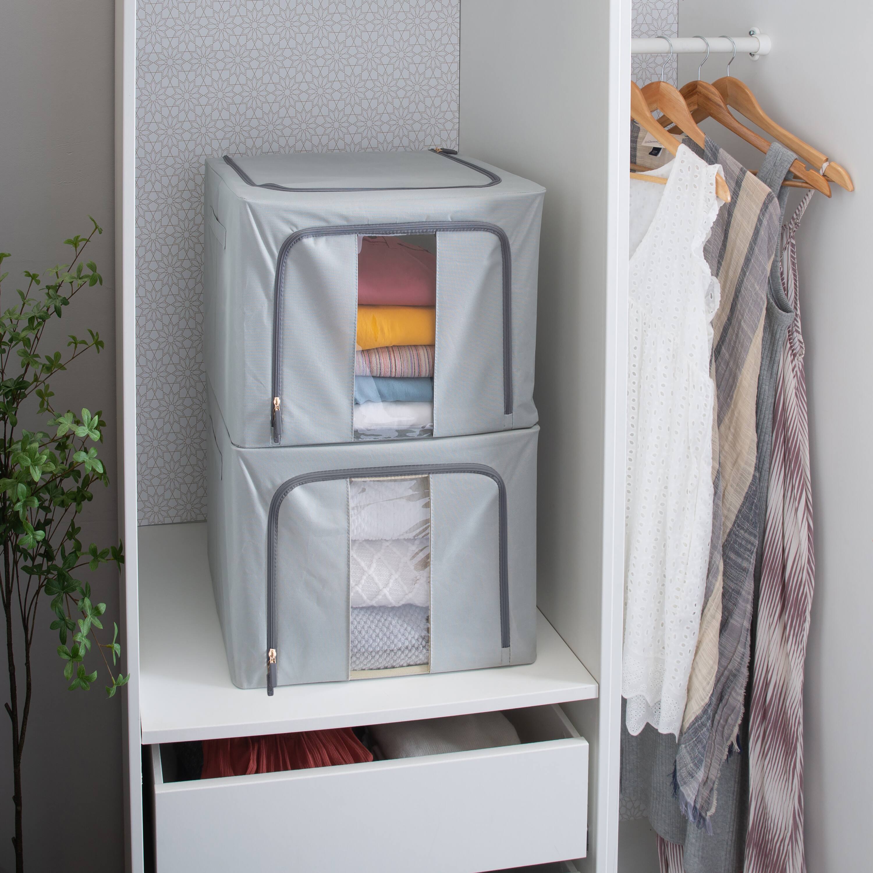 Simplify Gray Collapsible Storage Box with Handles