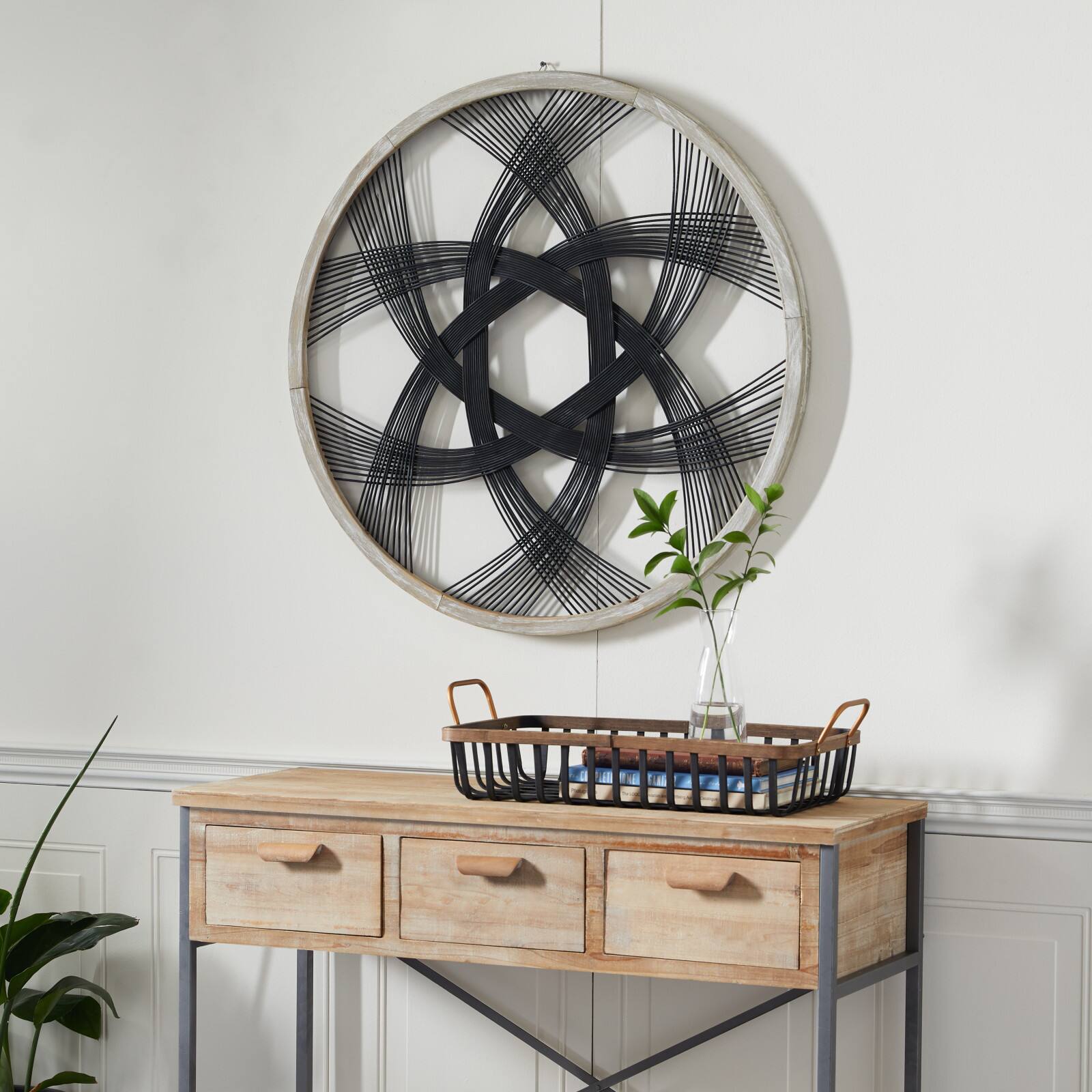 Black Wood Modern Wall Decor, 34" x 34" x 1"