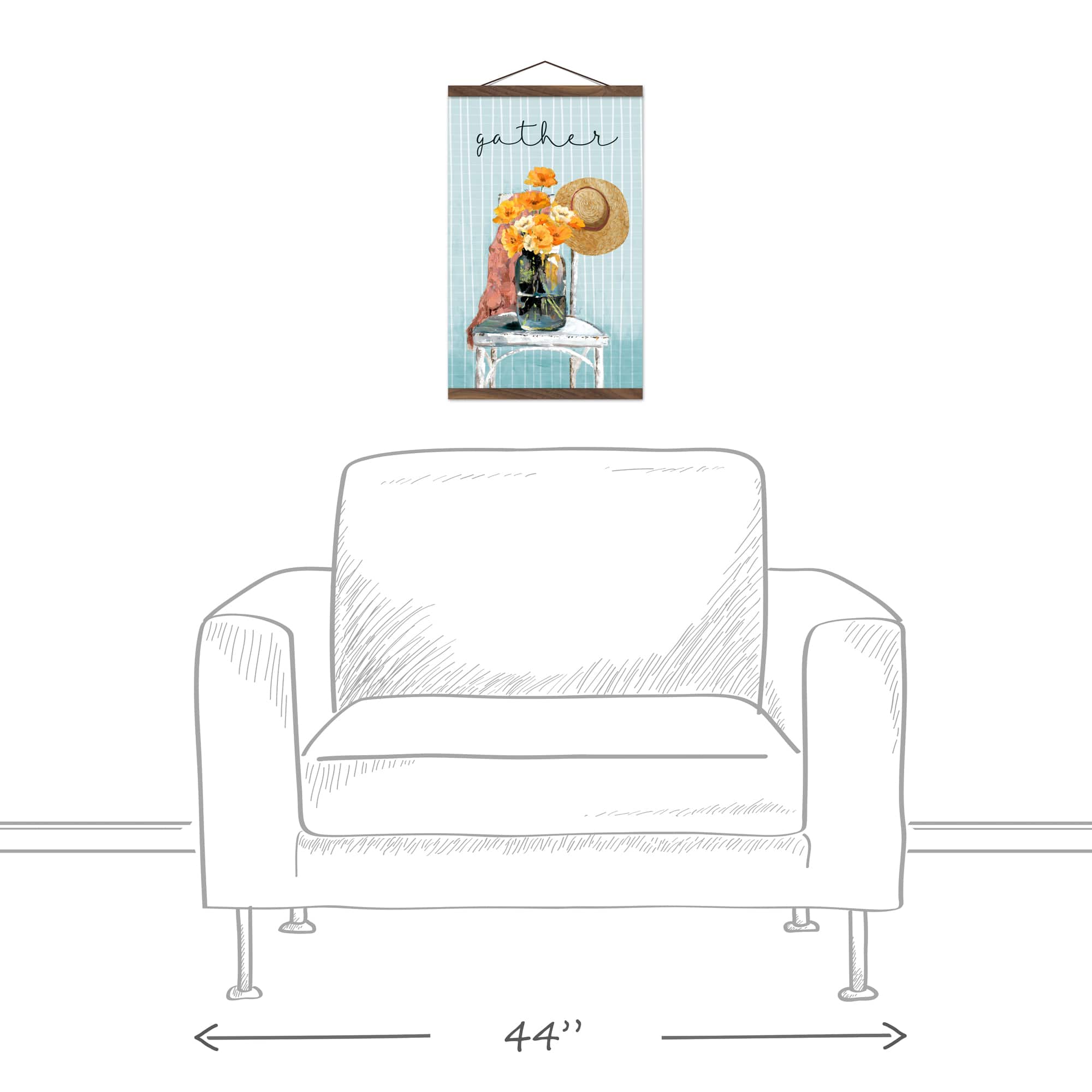 Gather Still Life Teak Hanging Canvas