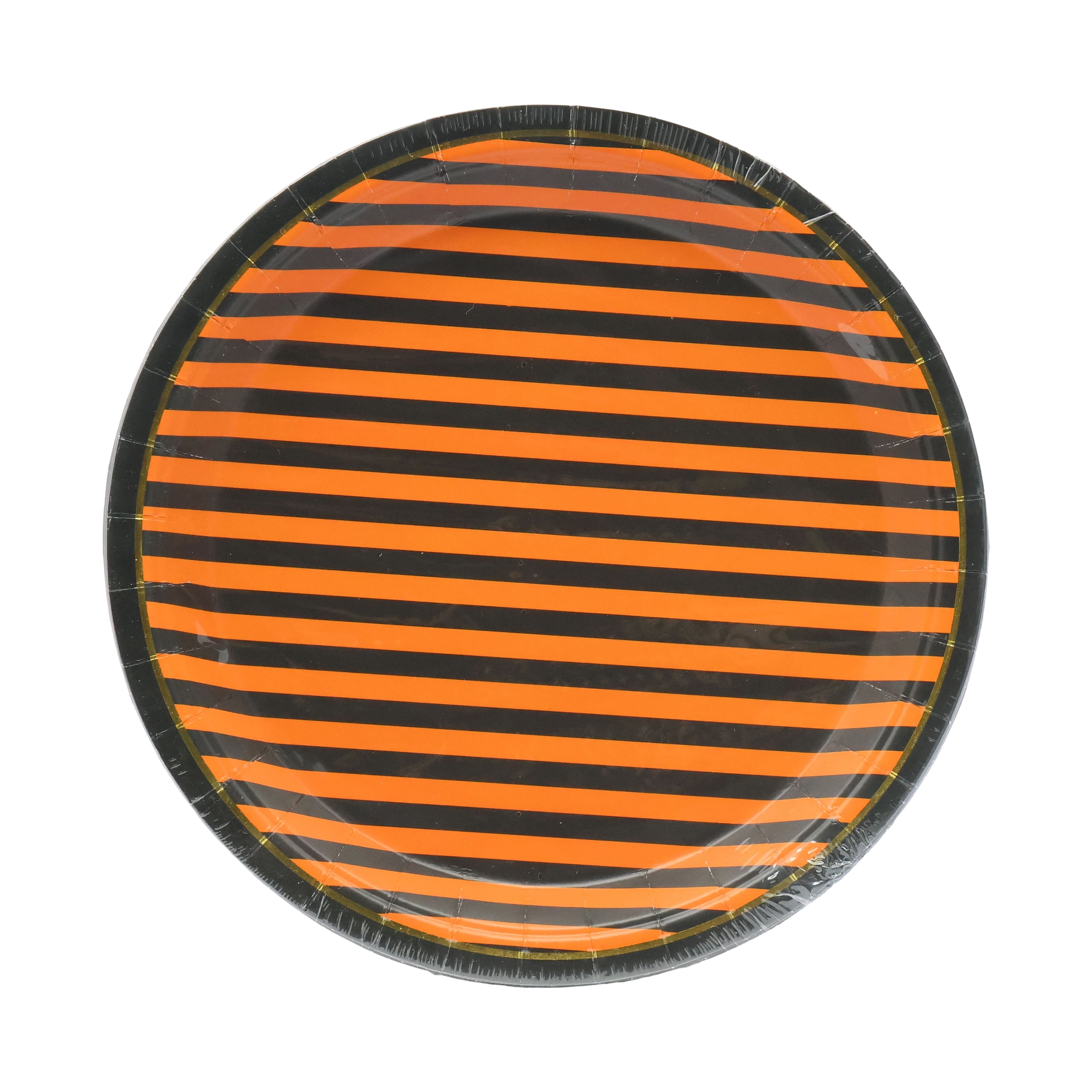 9" Halloween Orange & Black Striped Dinner Plates, 10ct. by Celebrate It™