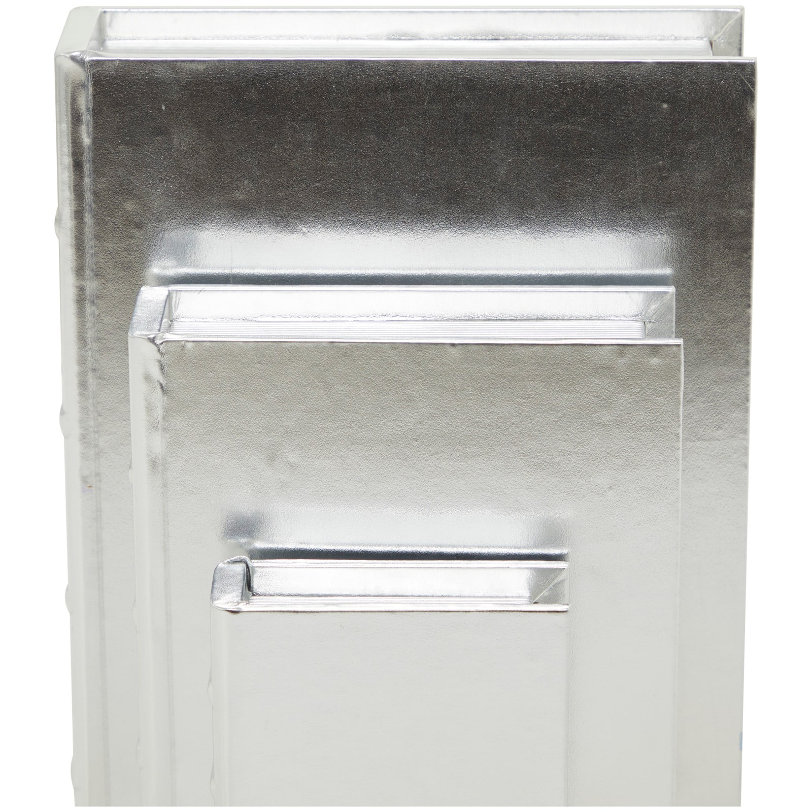 CosmoLiving by Cosmopolitan Silver Faux Leather Faux Book Box with Metallic Finish Set