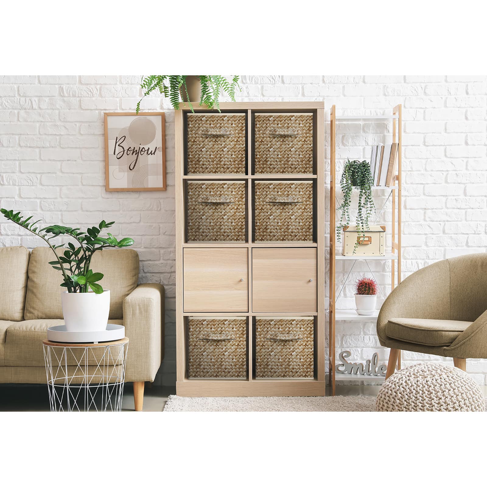 Sorbus 11" Beige Woven Foldable Storage Cubes, 4ct.