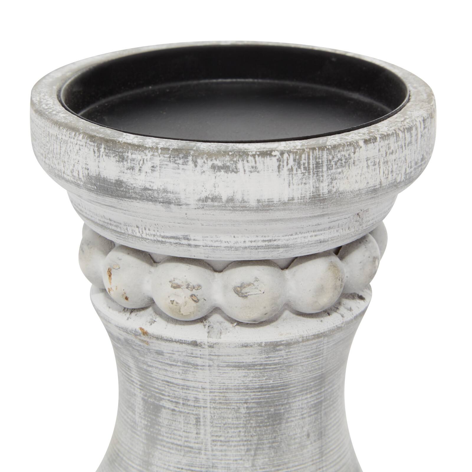Gray Wood Farmhouse Candle Holder Set