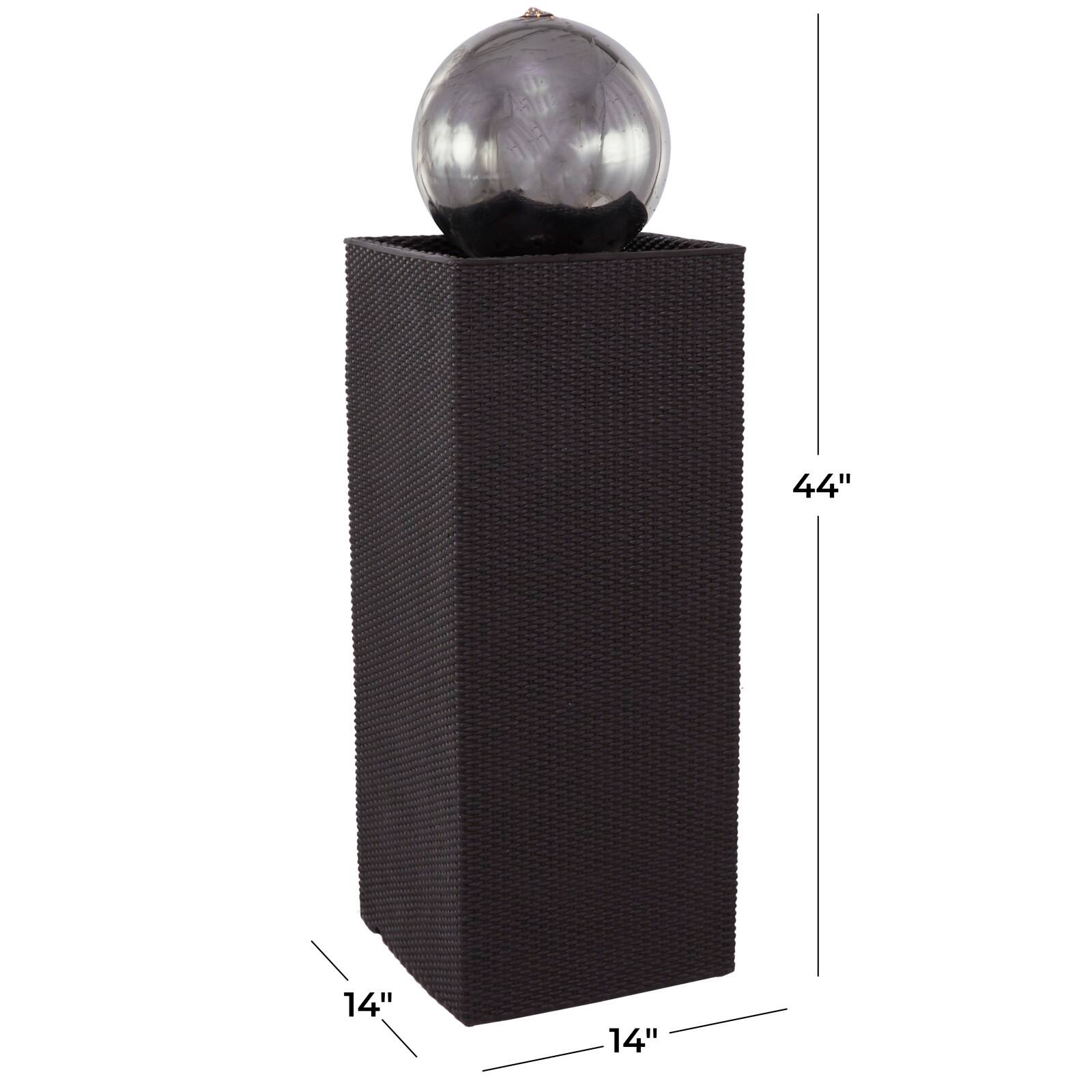 44" Black Fiberglass Fountain with LED Light
