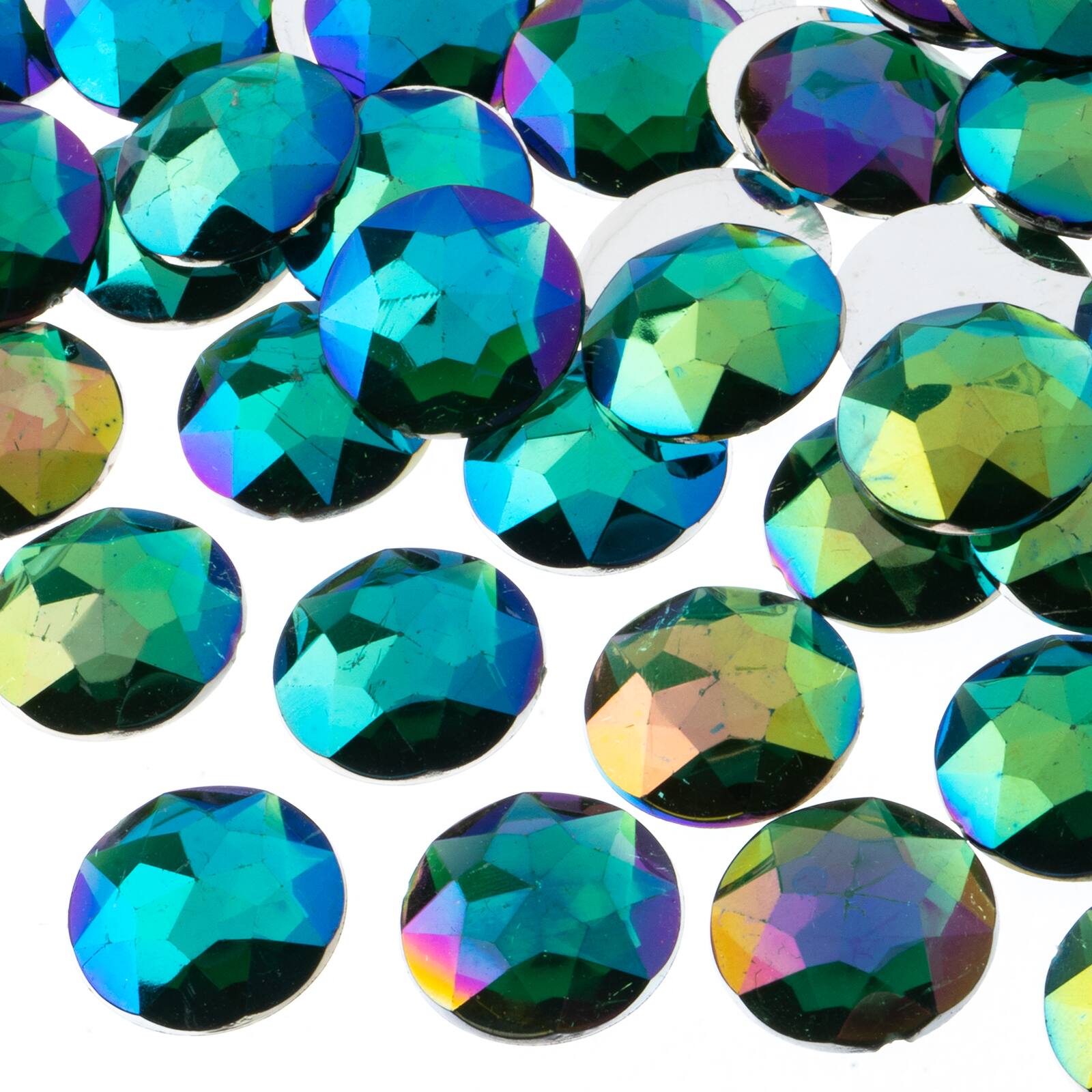 John Bead 20mm AB Acrylic Round Flat Back Rhinestones, 200ct.