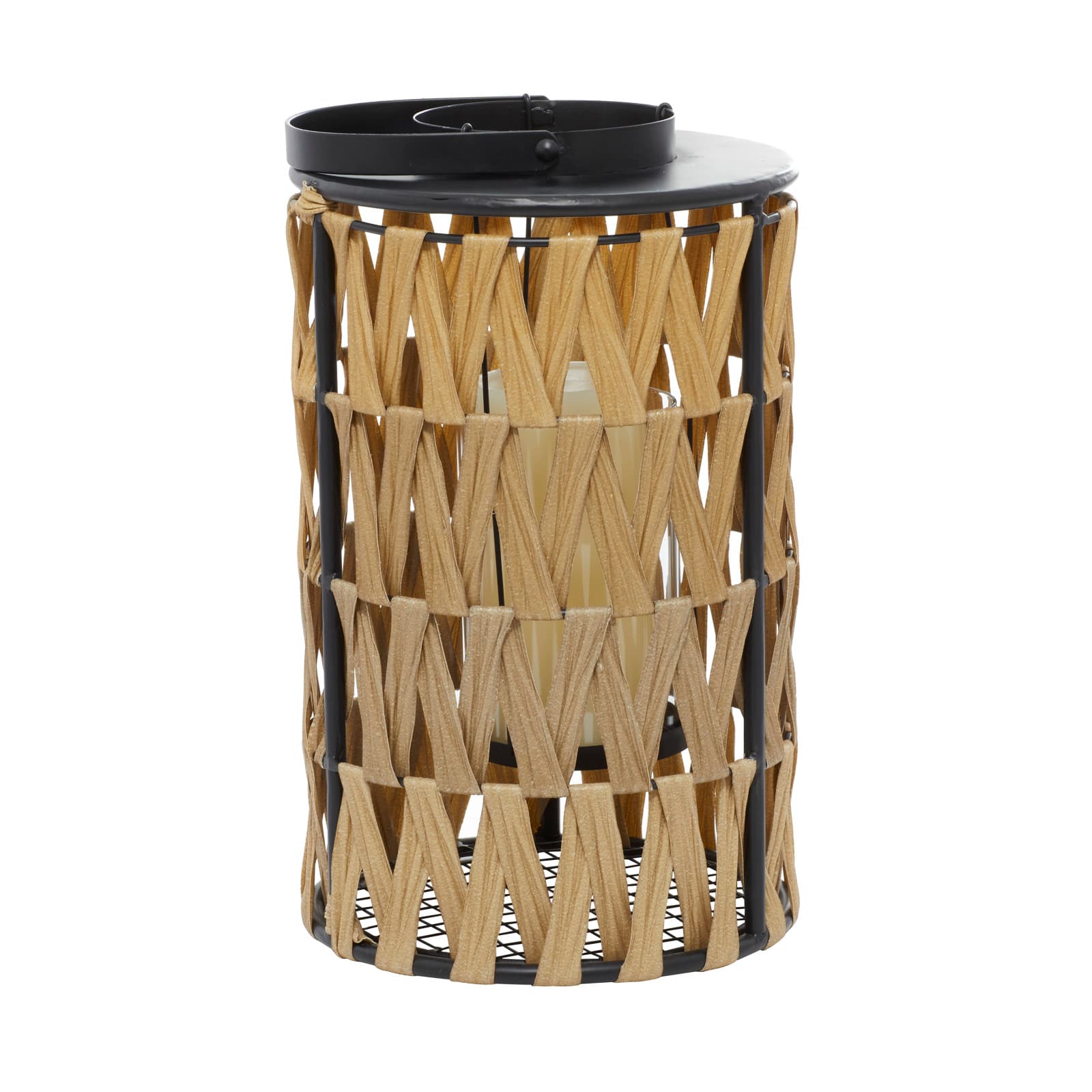 Gold Metal Natural Lantern 17" x 7" x 7"