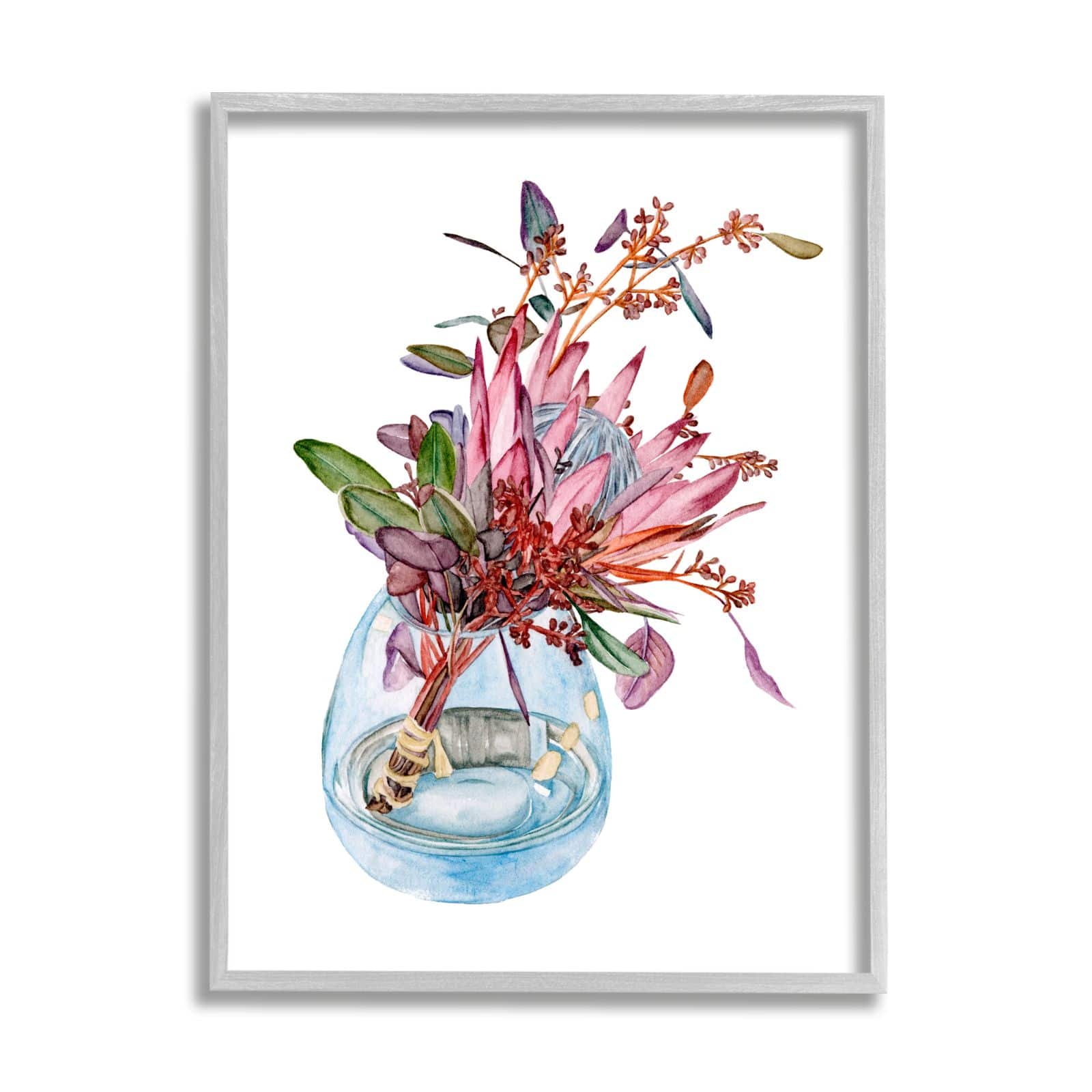 Stupell Industries Blooming Protea Floral Bouquet Watercolor Flower Still Life Framed Wall Art