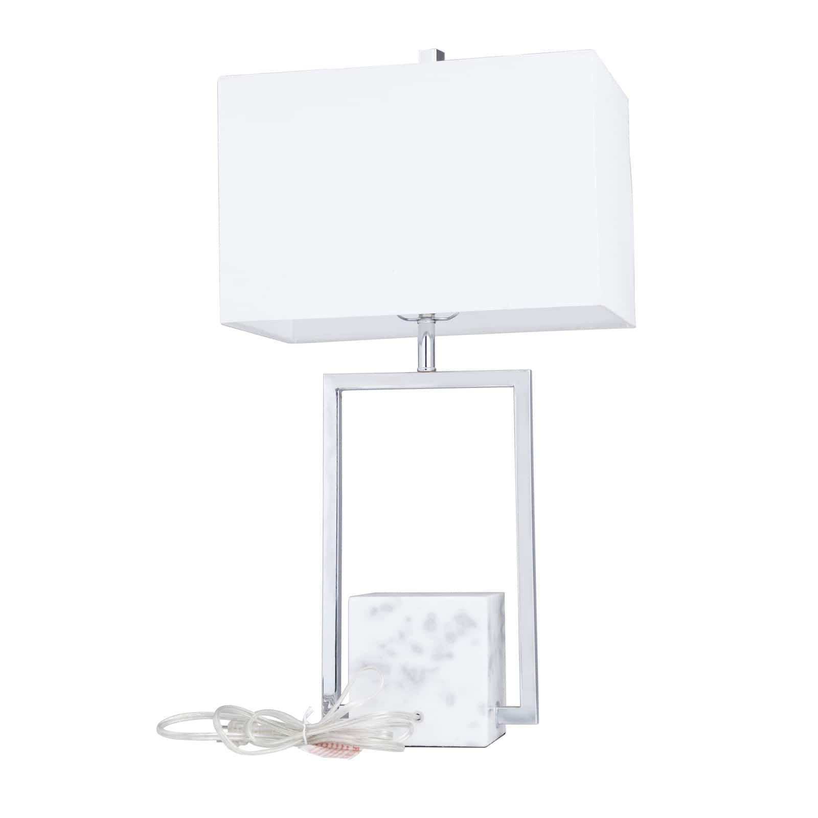 CosmoLiving by Cosmopolitan Silver Marble Modern Table Lamp, 25" x 14" x 10"