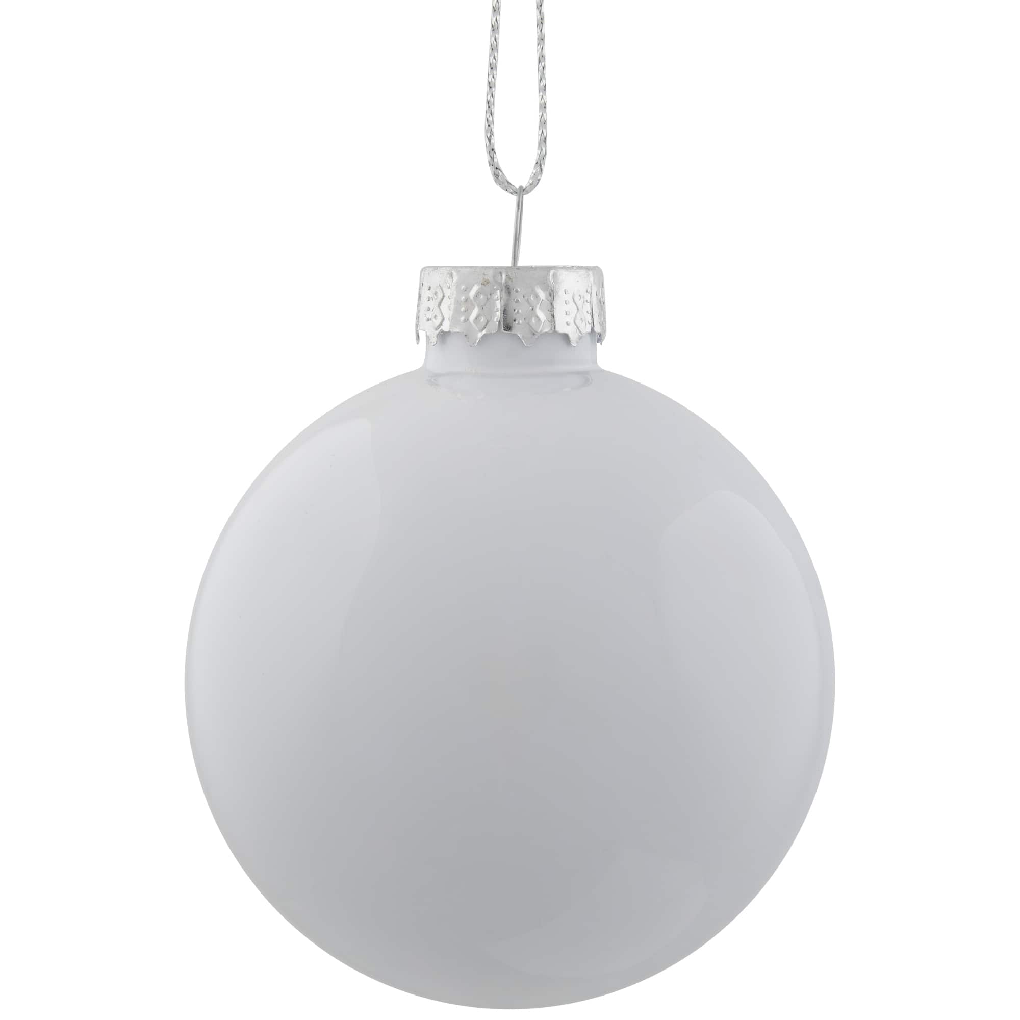 9ct. 2.5" Shiny & Matte White Glass Ball Ornaments