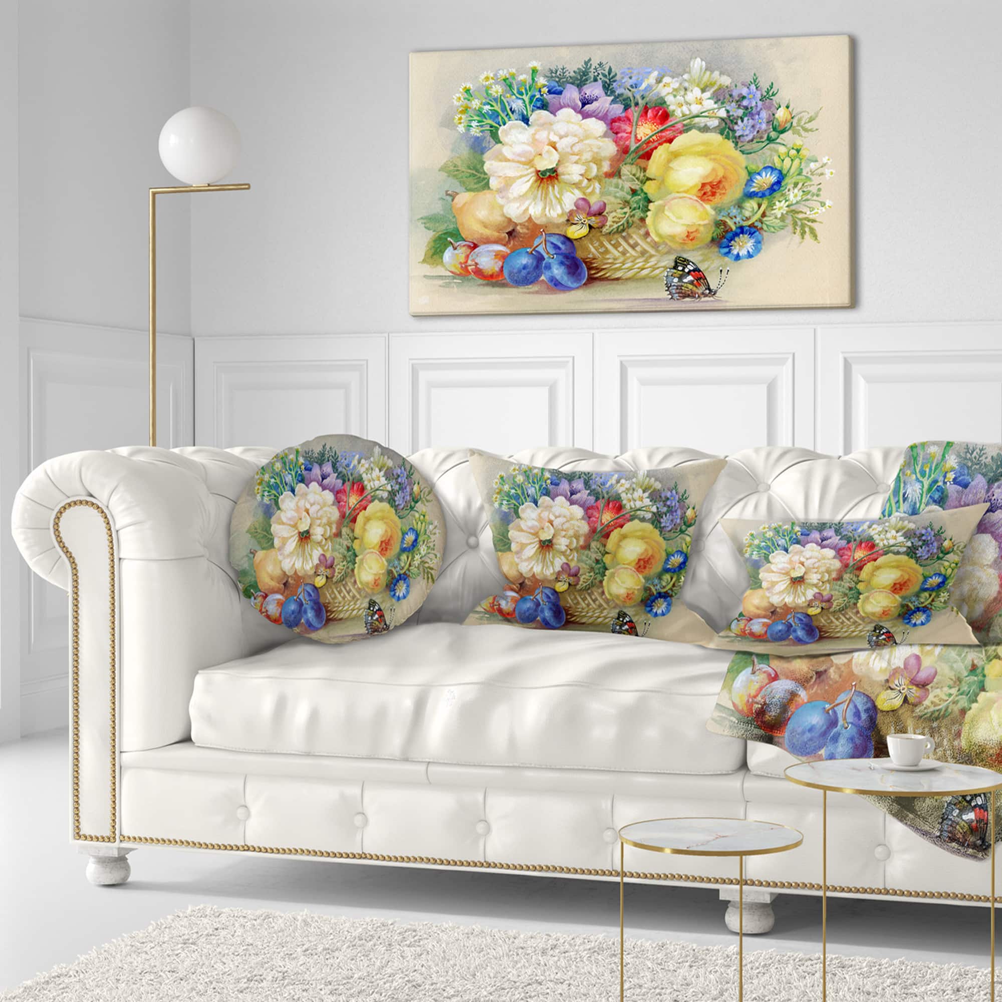 Designart - Bunch of Flowers and Fruits - Large Floral Wall Art Canvas
