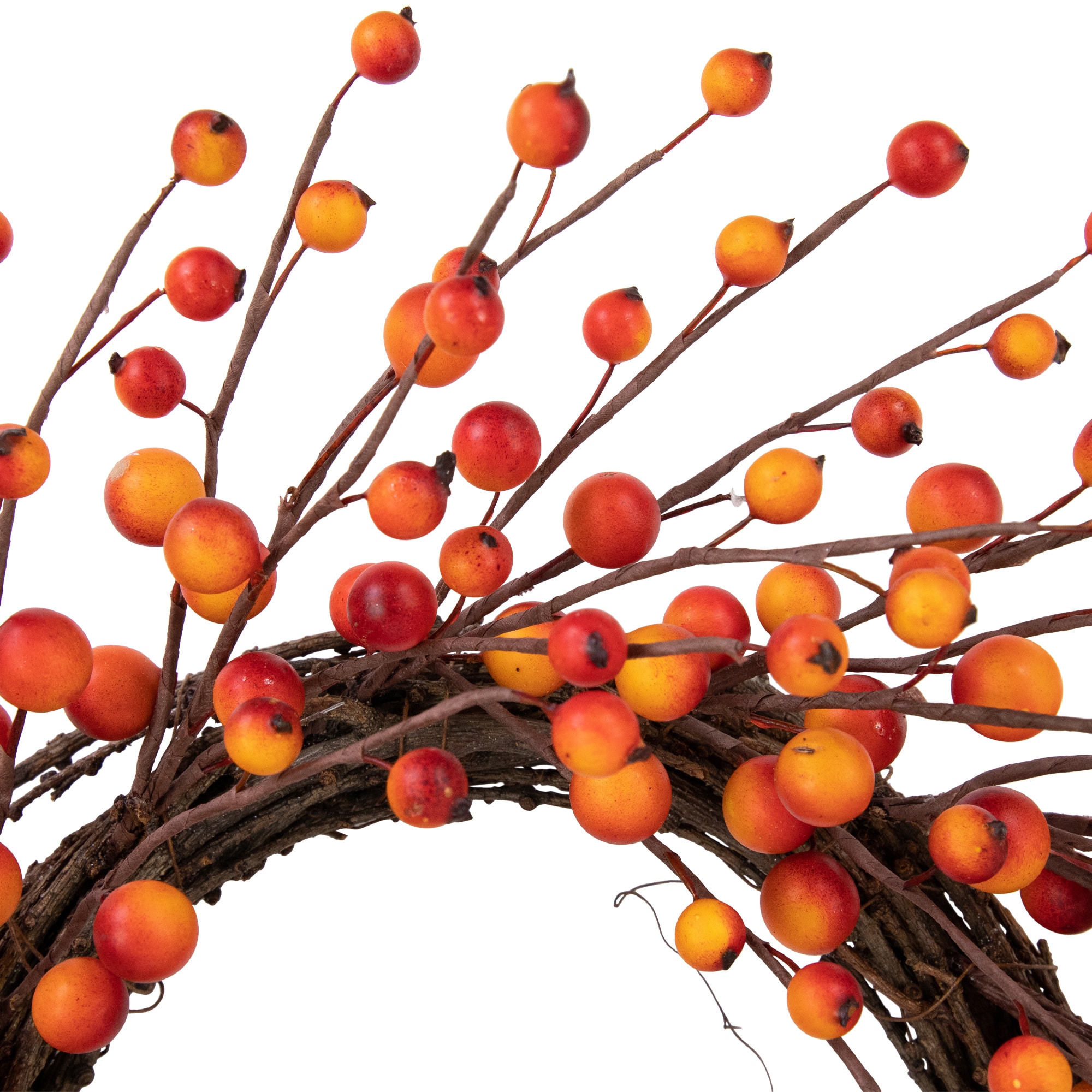 14" Unlit Autumn Harvest Artificial Orange & Red Berry Wreath