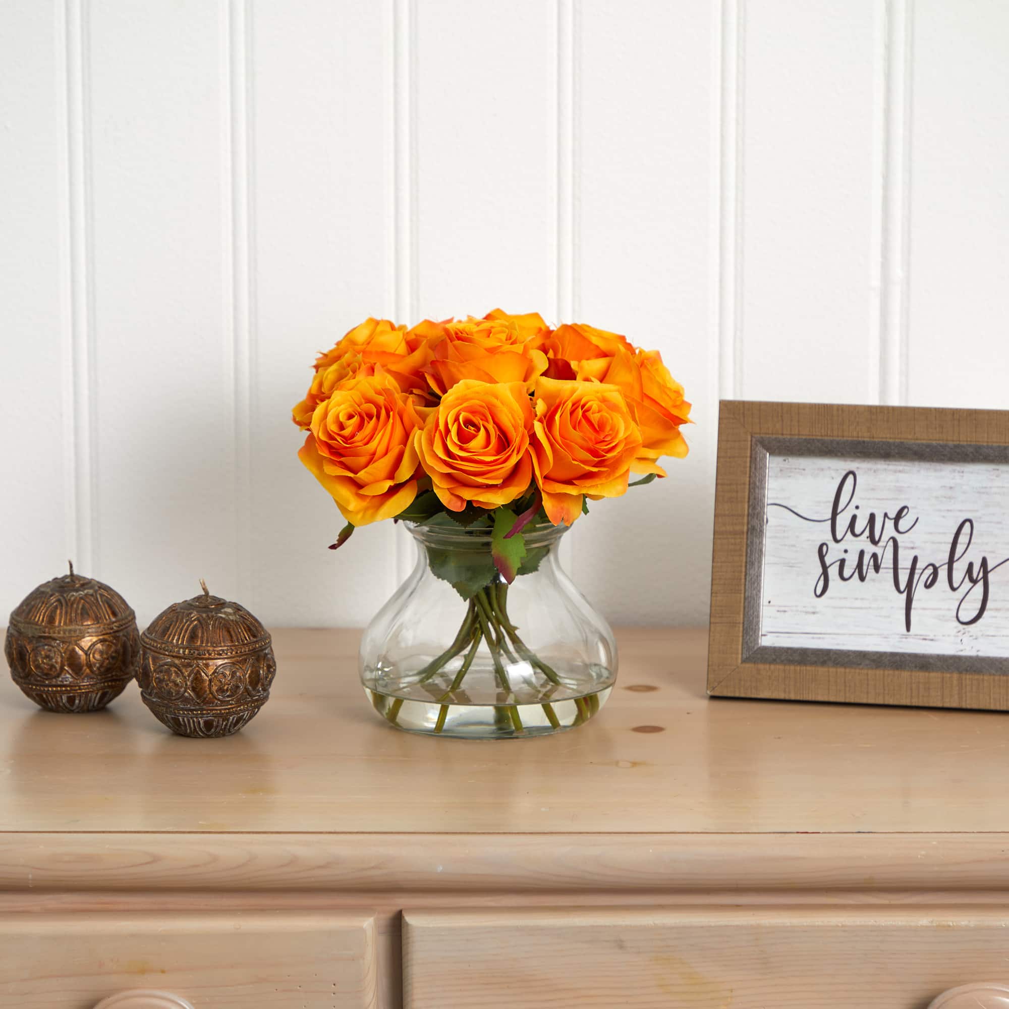 11" Rose Arrangement with Clear Glass Vase