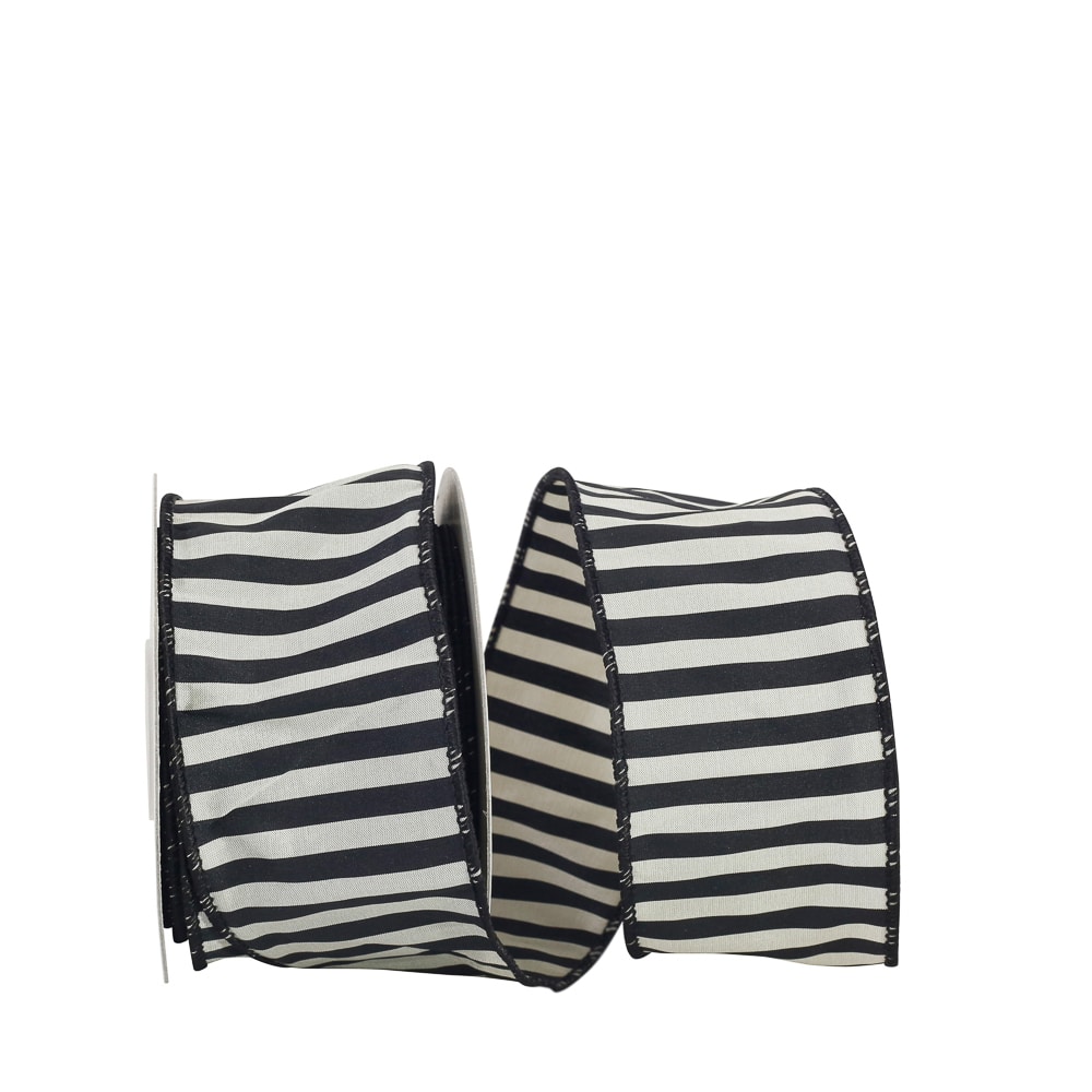 JAM Paper 2.5" x 10yd. Black Wired Silky Striped Ribbon