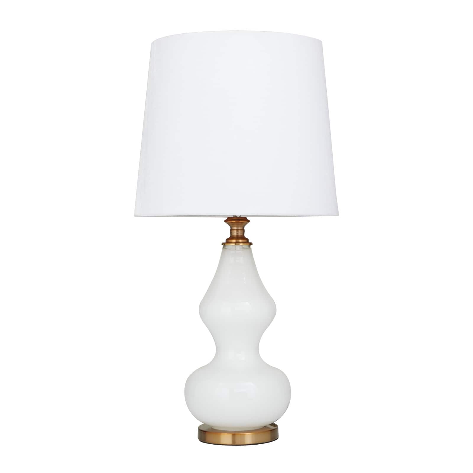 White Glass Table Lamp 15" x 15" x 29"