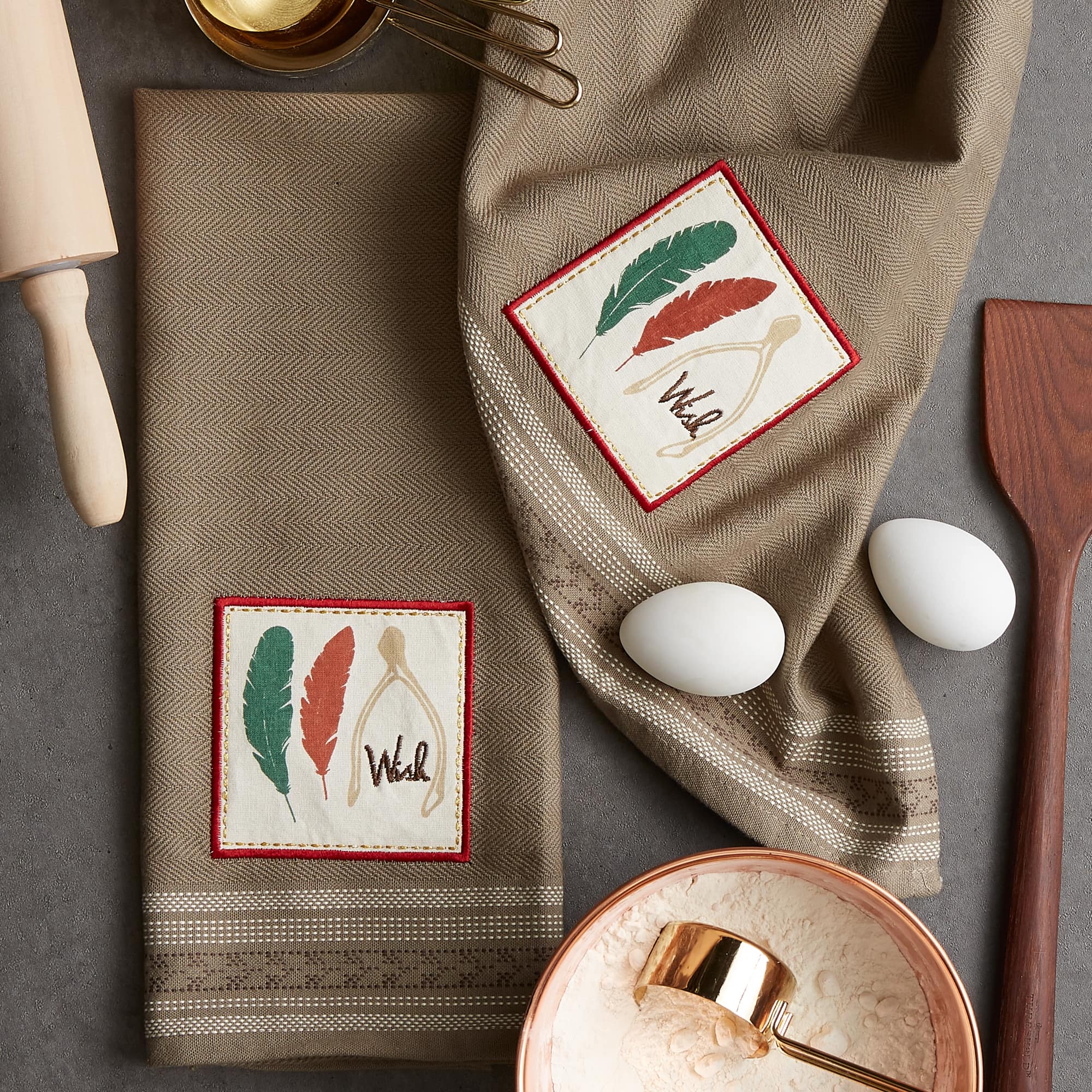 DII® Wish Embroidered Dishtowels, 2ct.