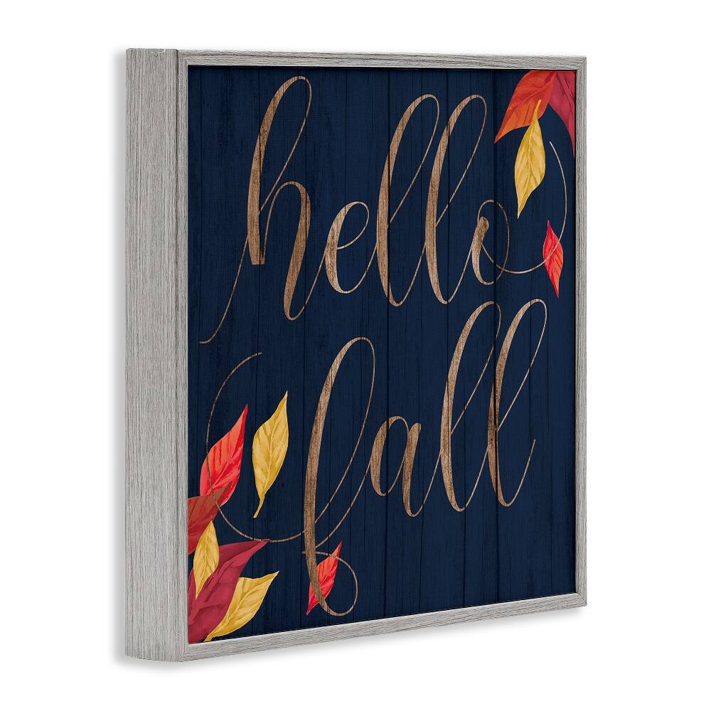 Stupell Industries Hello Fall with Autumn Foliage Framed Giclee Art