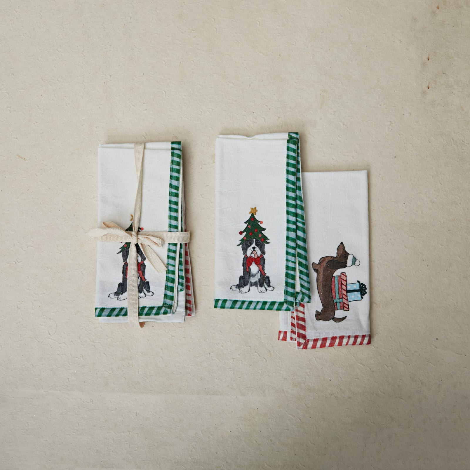 Hello Honey® 18" Embroidered Dog Cotton Printed Napkin Set
