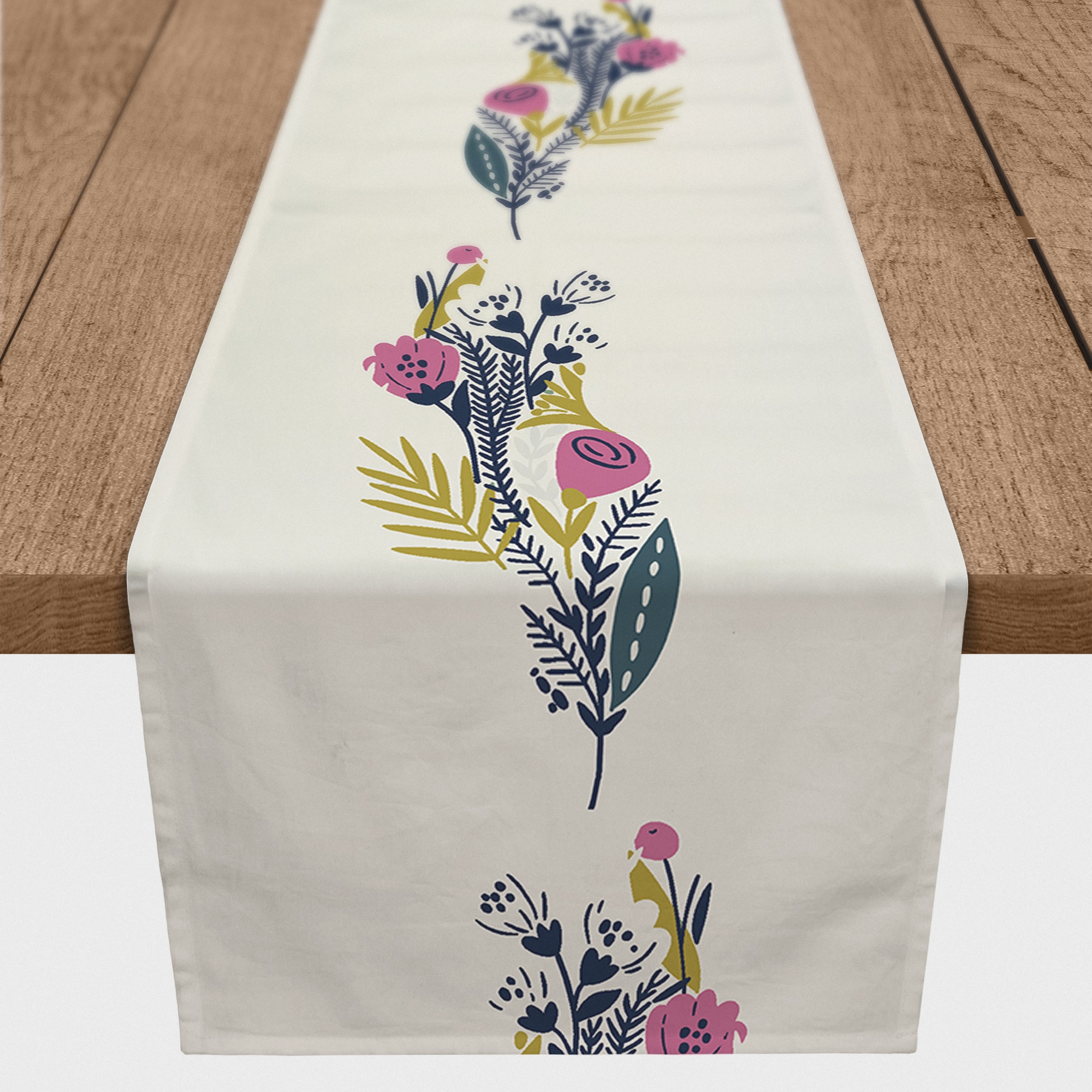 Funky Multi-Color Floral 16" x 90" Cotton Twill Runner