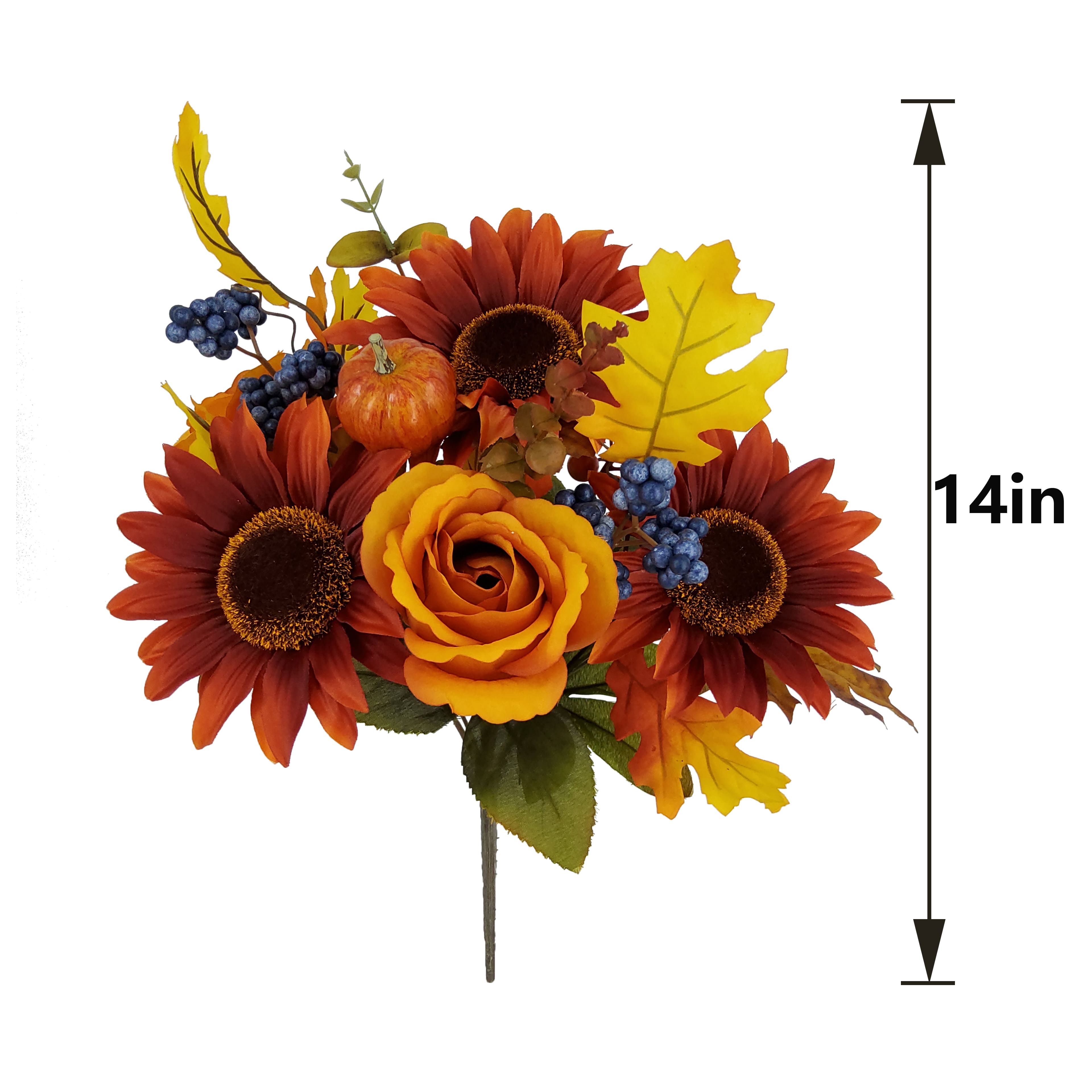14" Orange Rose and Sunflower Mix Bush by Ashland®