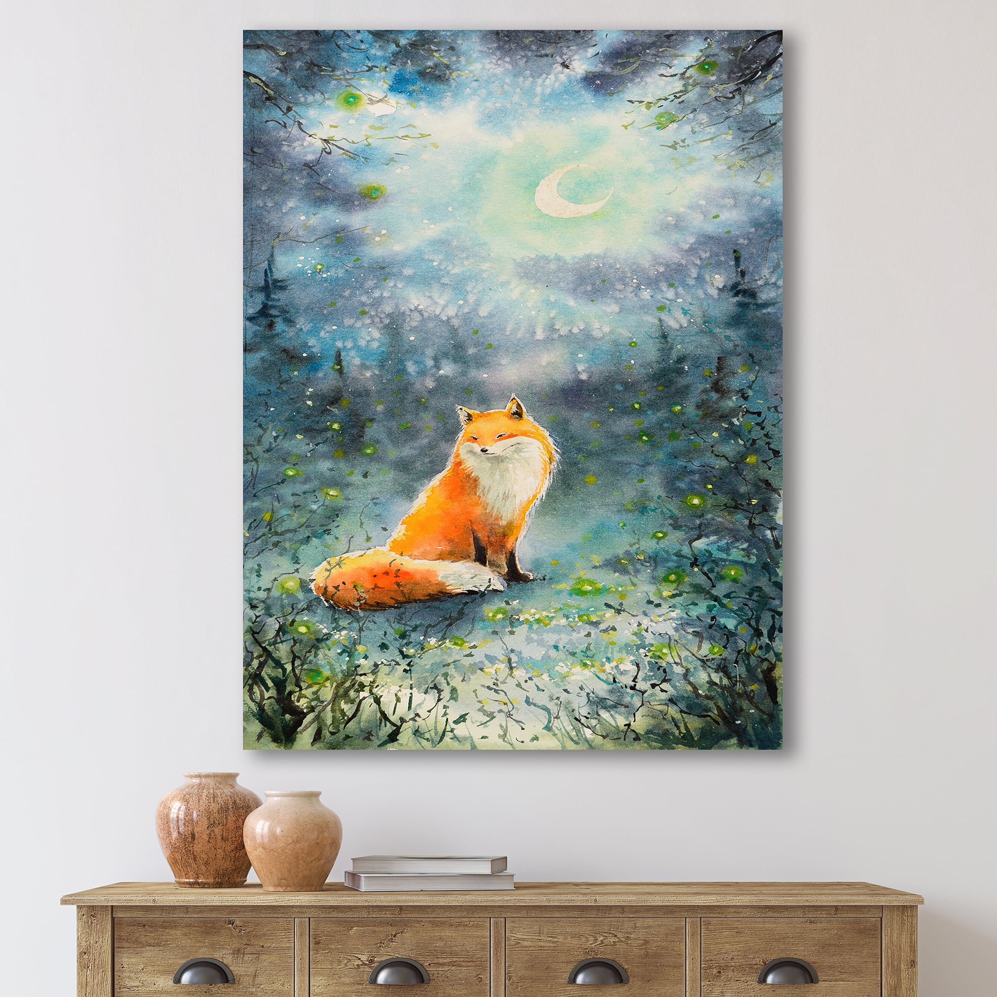 Designart - Fox Over A Night Sky