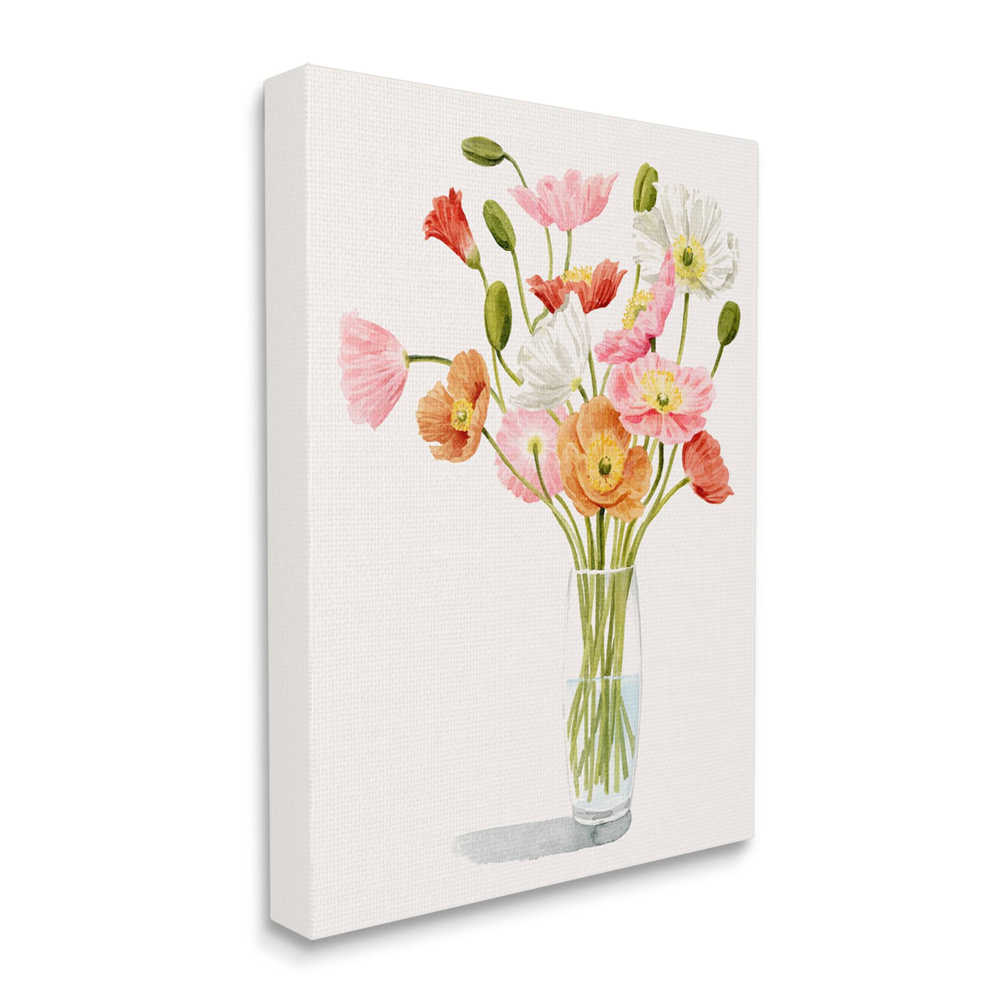 Stupell Industries Vivid Poppies Glass Floral Bouquet Arrangement Canvas Wall Art