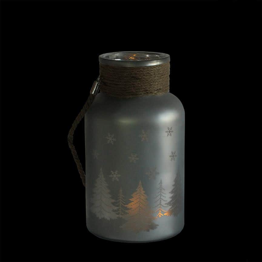 10" Christmas Trees and Snowflakes Pillar Candle Holder with Handle