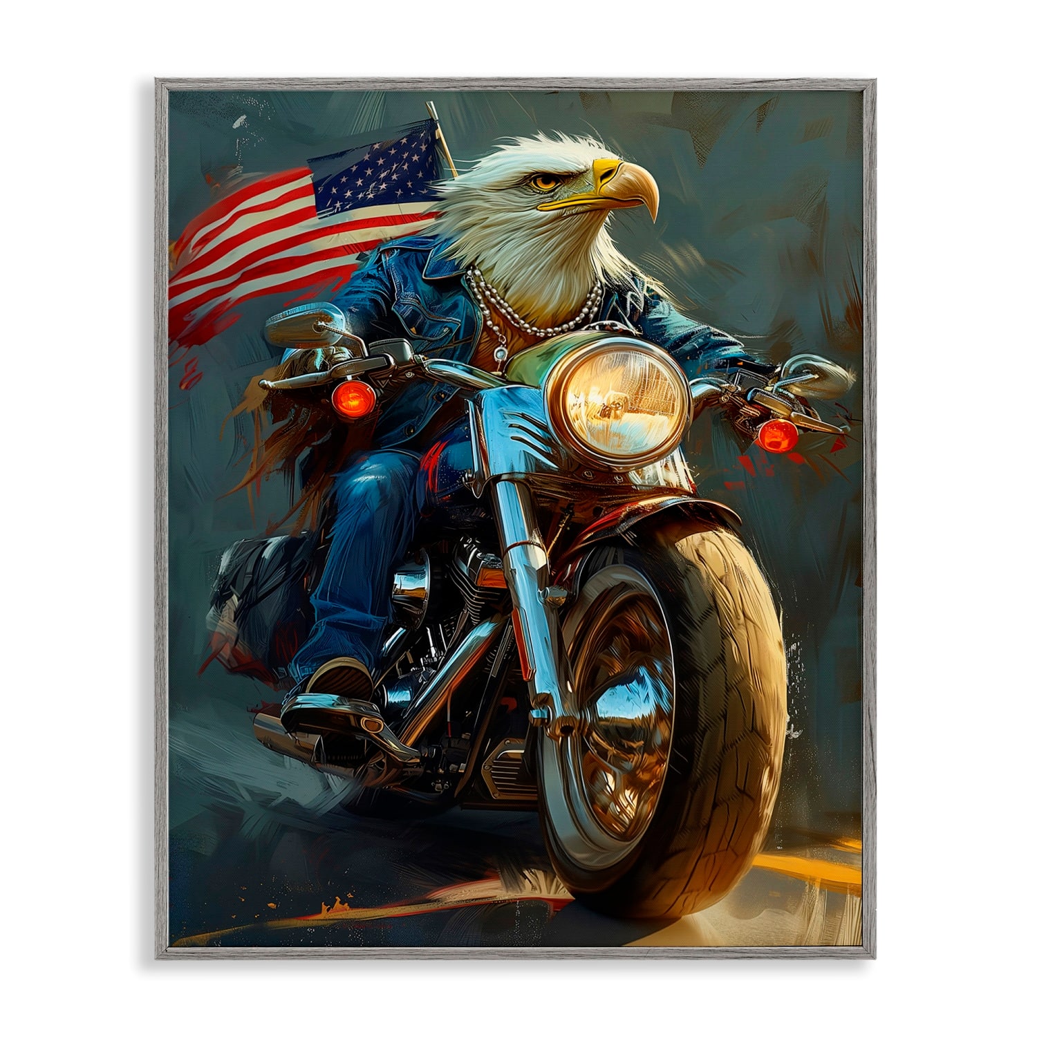 Stupell Industries Patriotic Eagle Motorcycle Framed Giclee Art