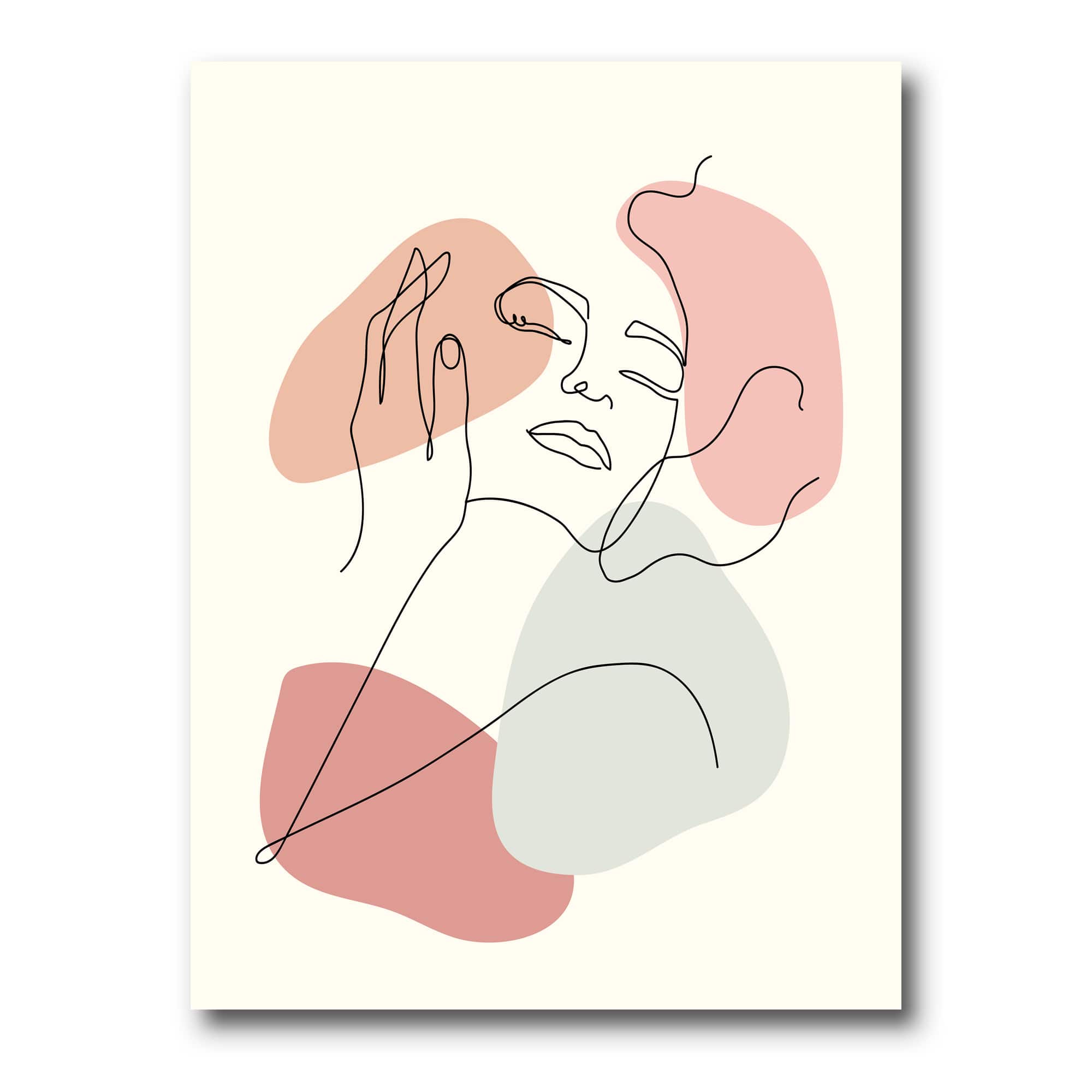Designart - Continuous Line Portrait of Woman In - Modern Canvas Wall Art Print
