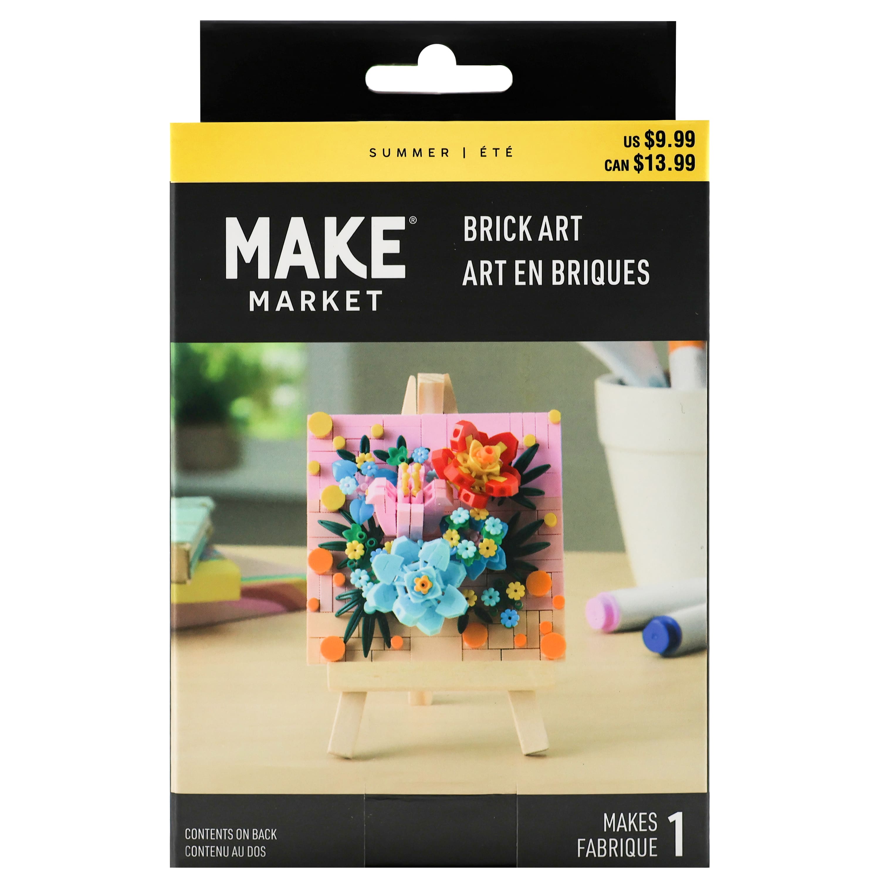 Multicolor Floral Brick Art Kit with Wooden Easel by Make Market®