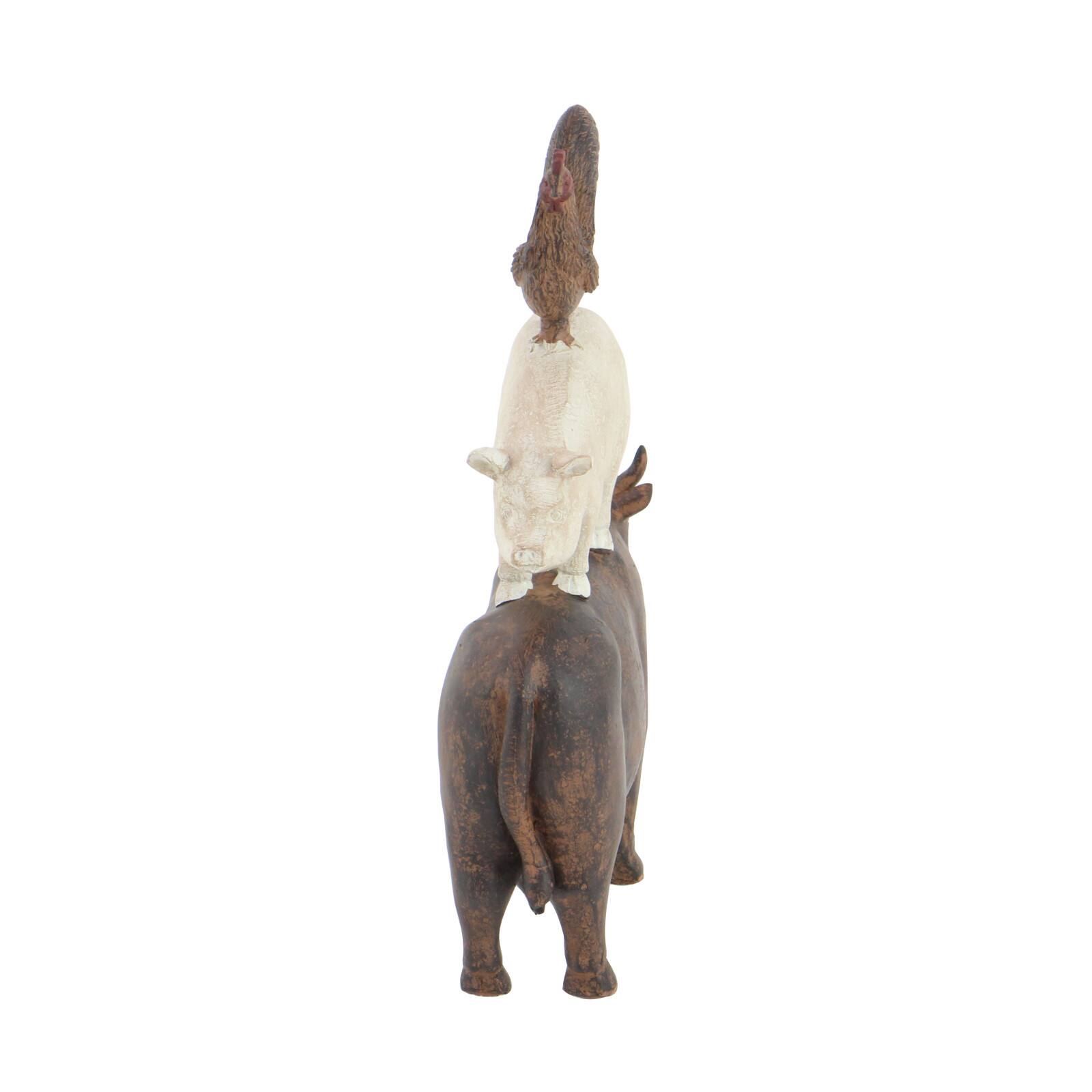 14" Brown Farmhouse Animal Sculpture