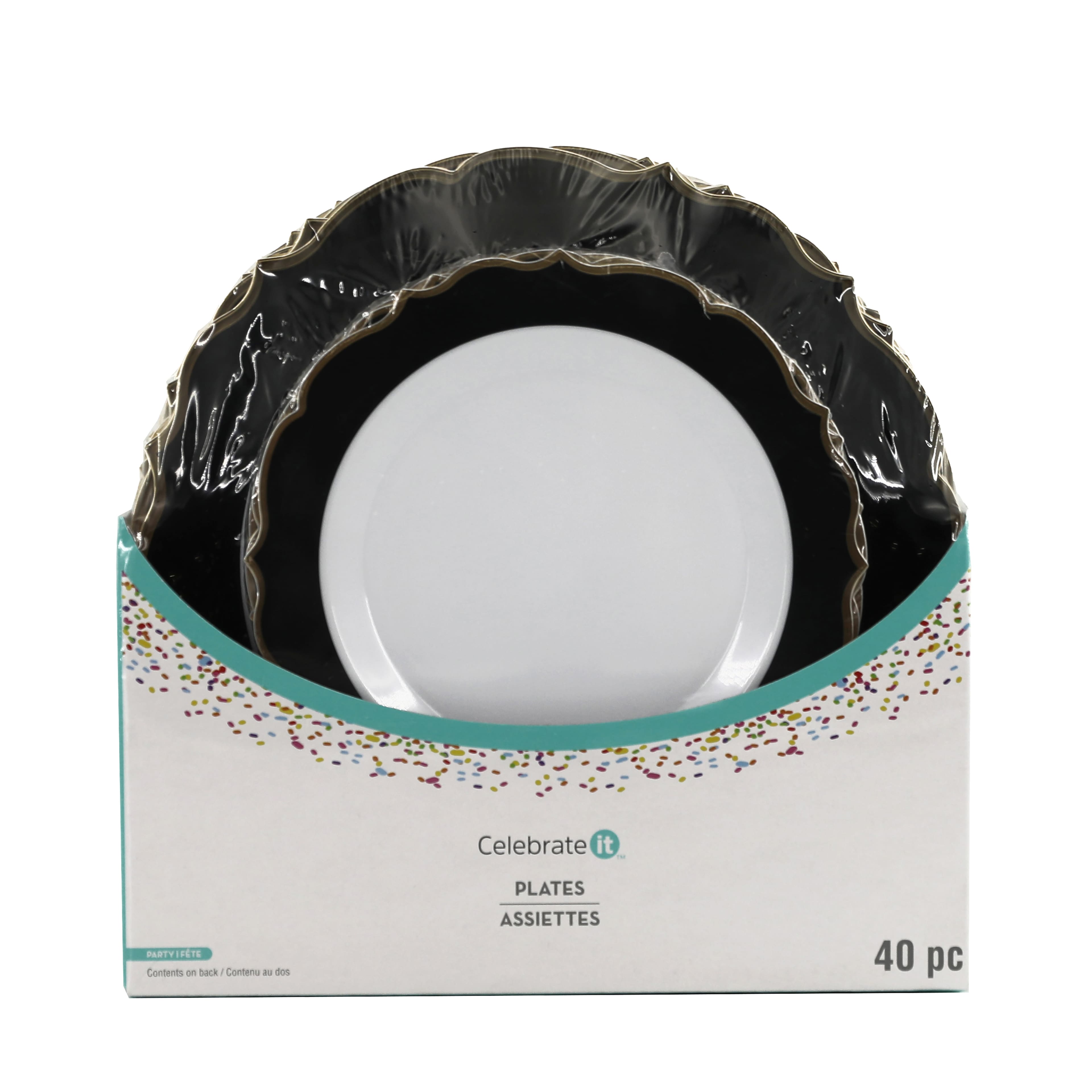 Black & Gold Rim Lunch & Dinner Plates, 40ct. by Celebrate It™