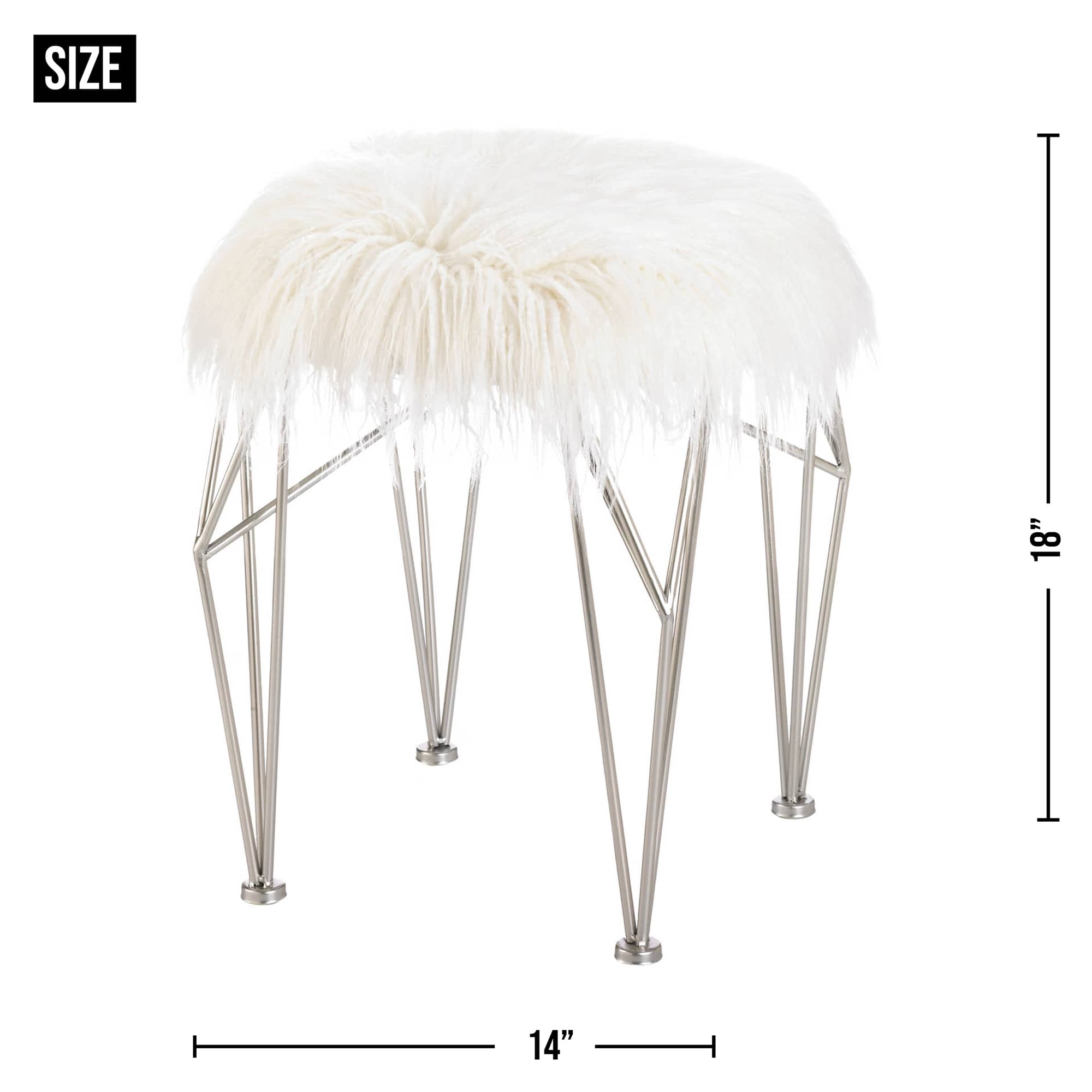 18" Fur Stool with Prism Legs