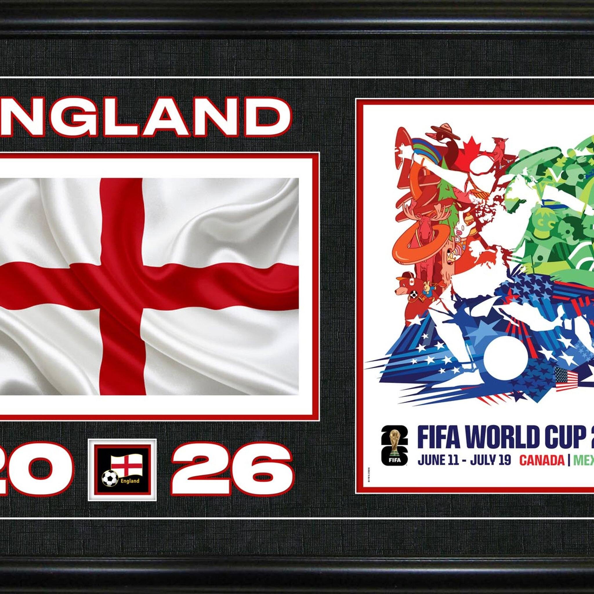 Frameworth 24" x 15" FIFA World Cup 2026 Team England Flag Framed Wall Decor