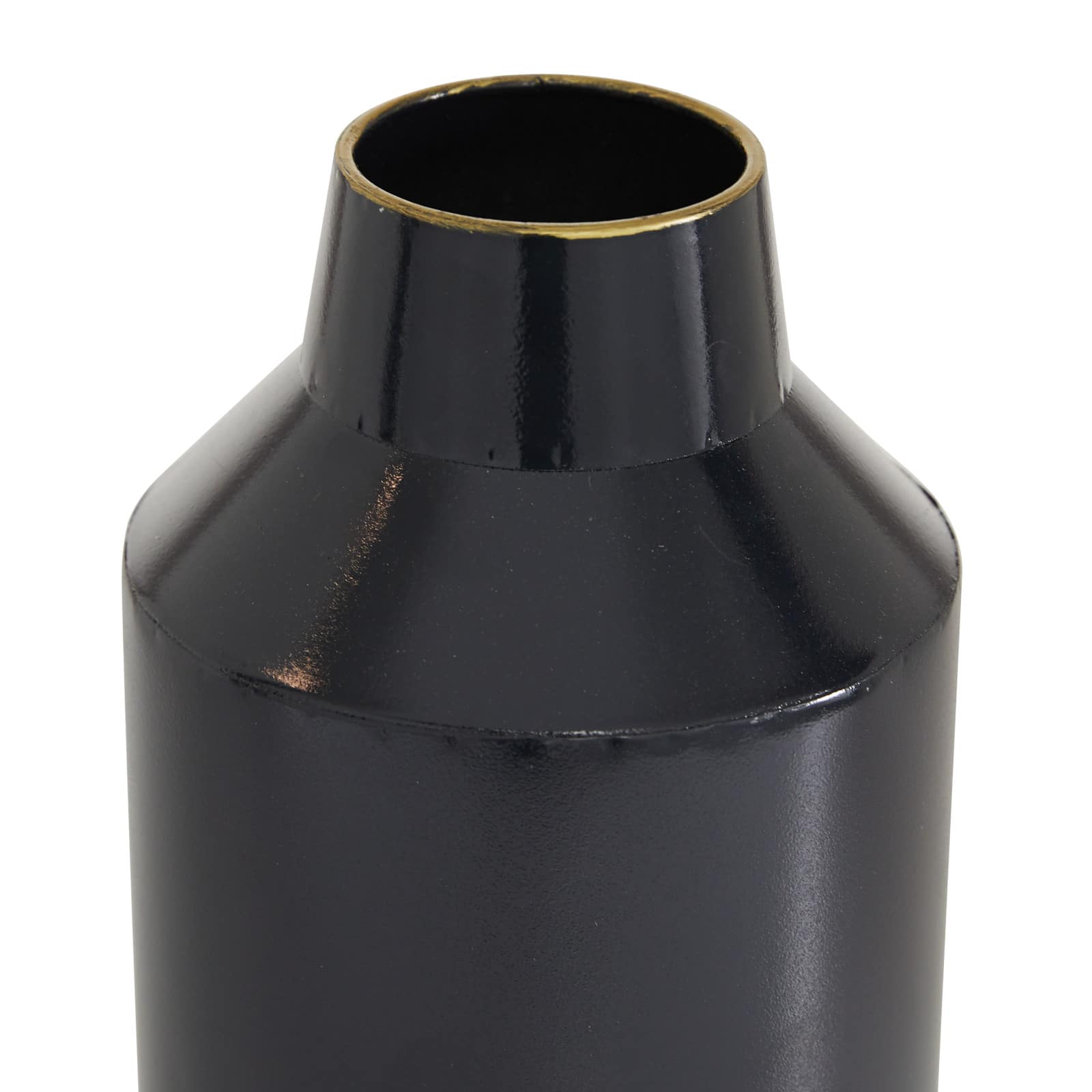 Set of 2 Black Metal Contemporary Vase, 10", 12"