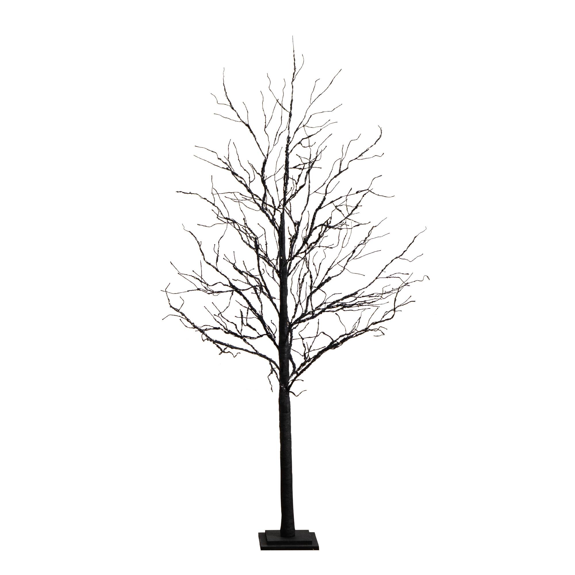 6ft. Orange & Purple LED Pre-Lit Halloween Deluxe Black Twig Artificial Fall Tree
