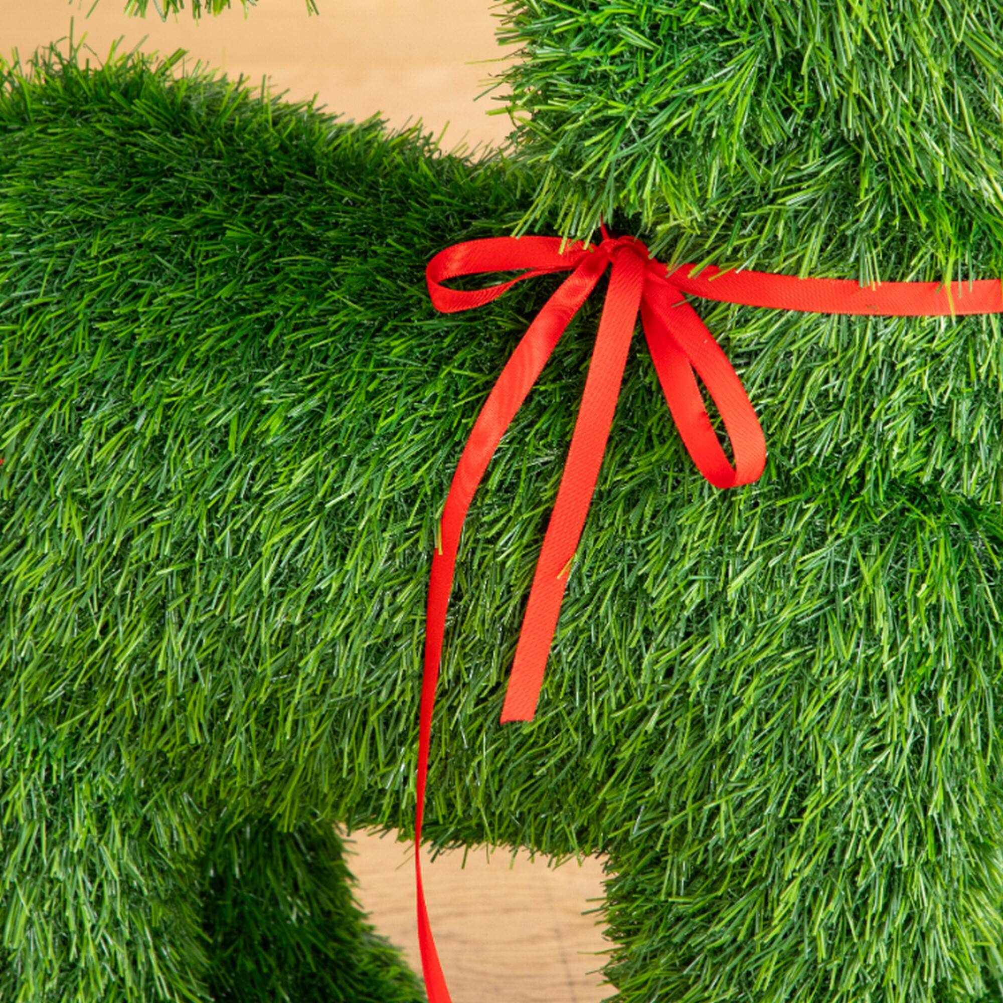 Nearly Natural 2ft. Green UV Resistant Artificial Christmas Grass Garden Plush Topiary Reindeer