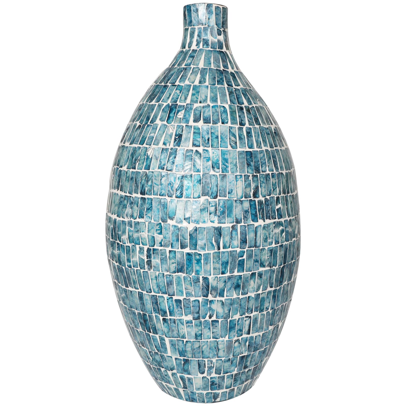 22" Blue Mother of Pearl Handmade Mosaic Inspired Vase