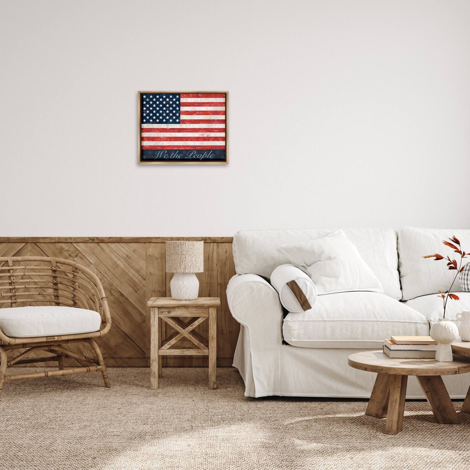 Stupell Industries We The People Flag Floater Framed Art