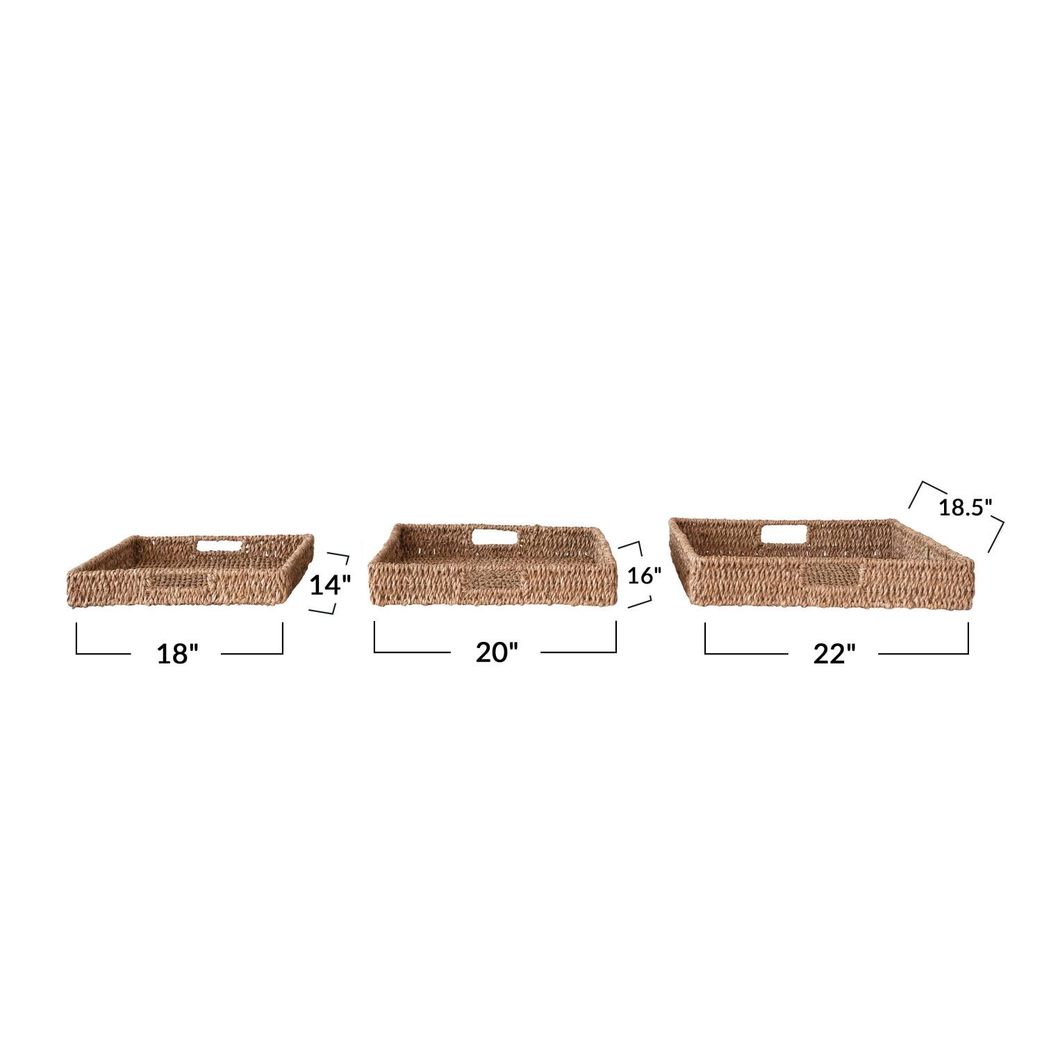 Hello Honey® Natural Decorative Hand-Woven Bankuan Trays with Handles
