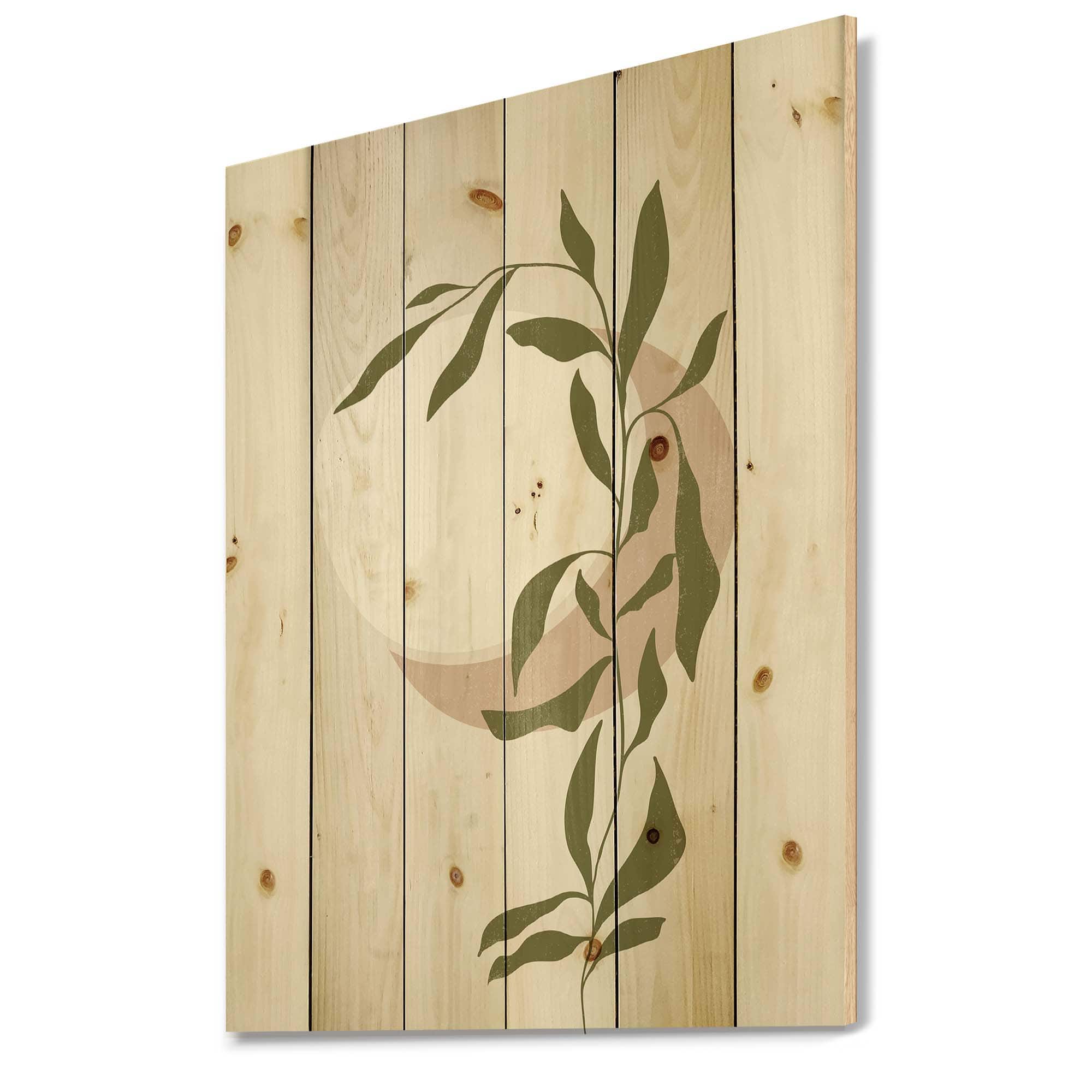 Designart - Abstract Sun and Moon With Green Leaf III