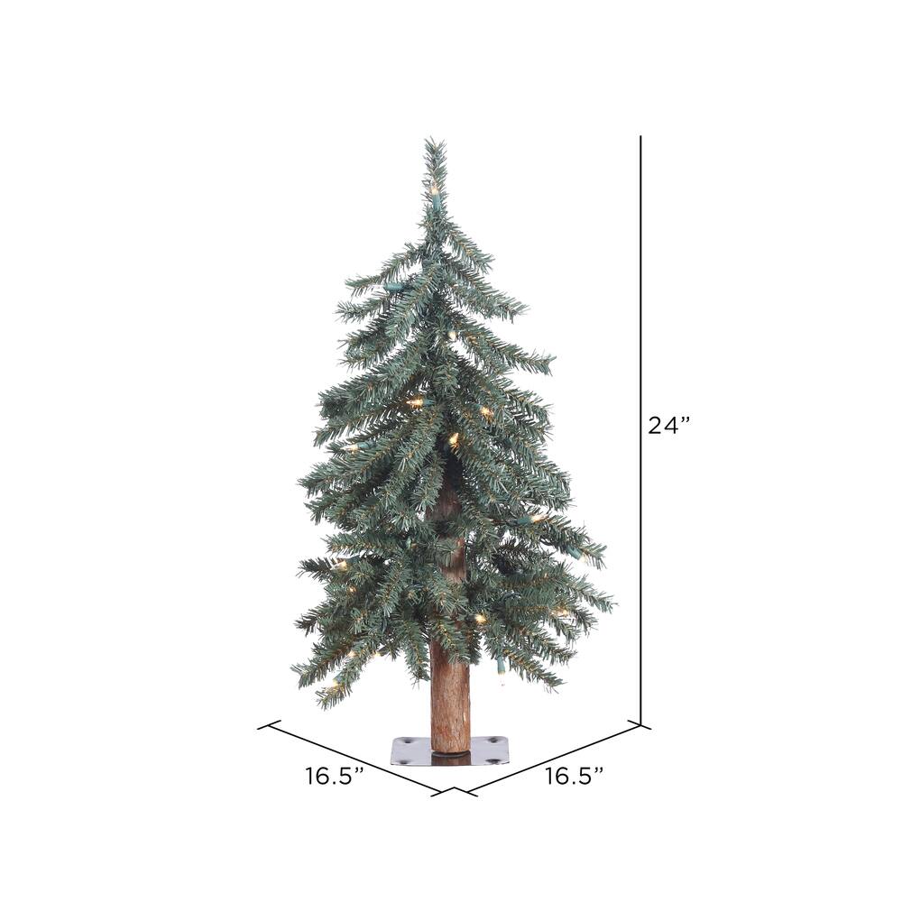 2ft. Pre-Lit Natural Bark Alpine Artificial Christmas Tree, Clear  Lights