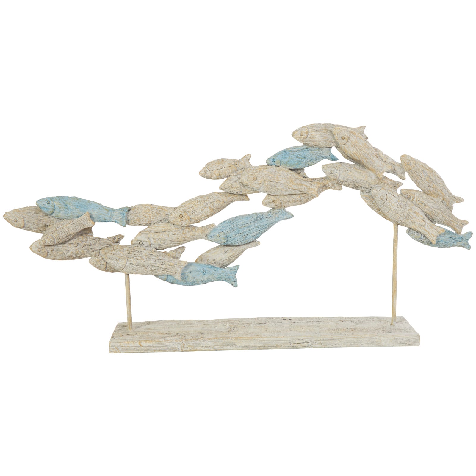24" Light Blue Ombre Textured Polystone Fish Swimming Sculpture with Stand