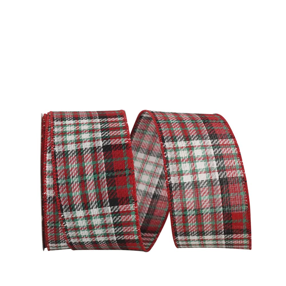 JAM Paper 2.5" x 20yd. Twill Wired Plaid Ribbon