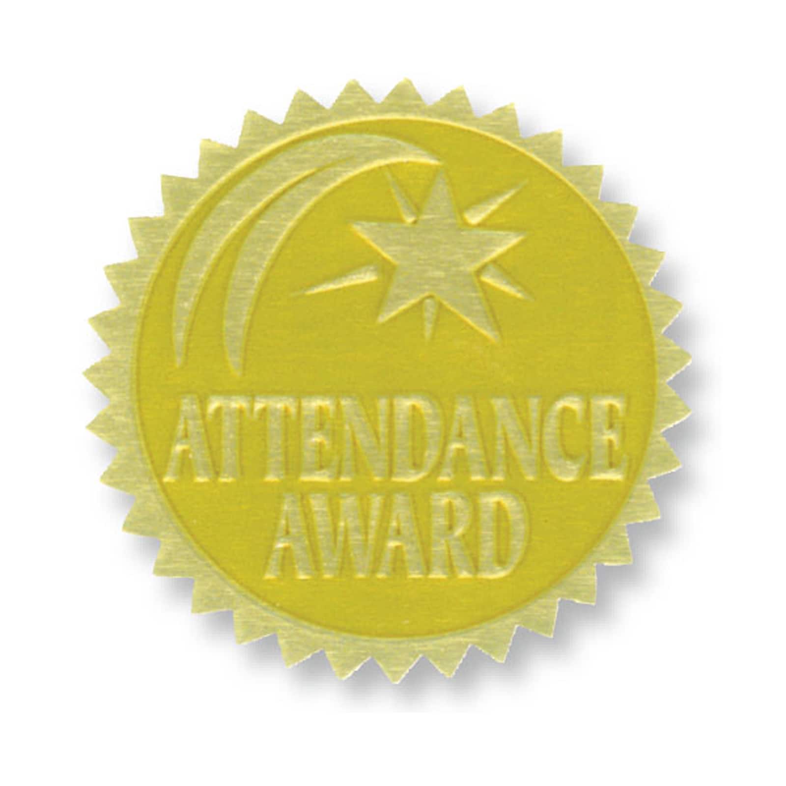 Hayes® Attendance Award Gold Foil Embossed Seals, 3 Packs of 54